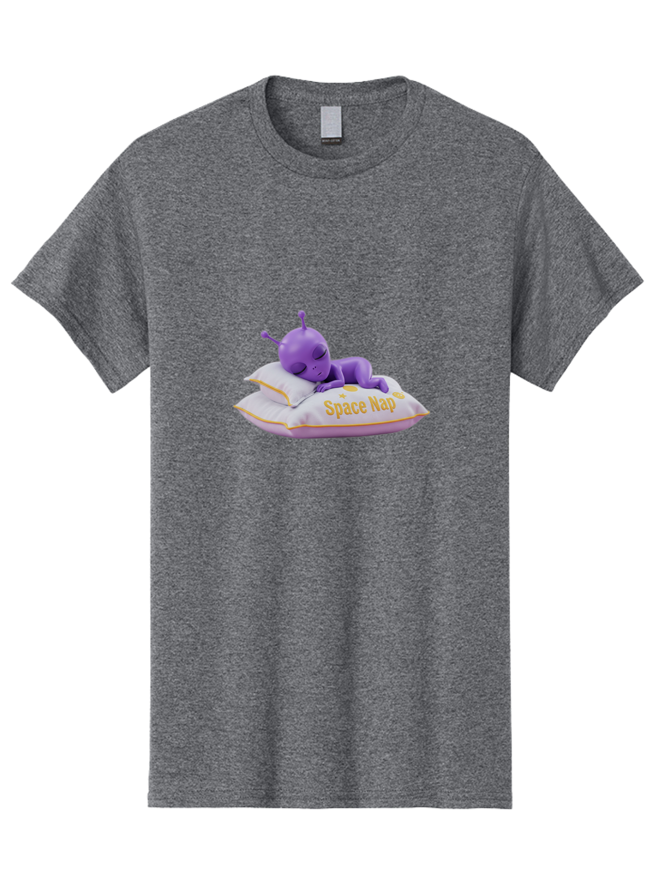 Space-Nap Men'S Graphic Tee, 100% Cotton, Comfortable Casual Summer Wear, Machine Washable, Purple Alien Sleeping On Pillow, Space Nap, Cartoon Character, 3D Illustration, Funny Alien, Resting In Space, Cute Extraterrestrial, Bad673 9