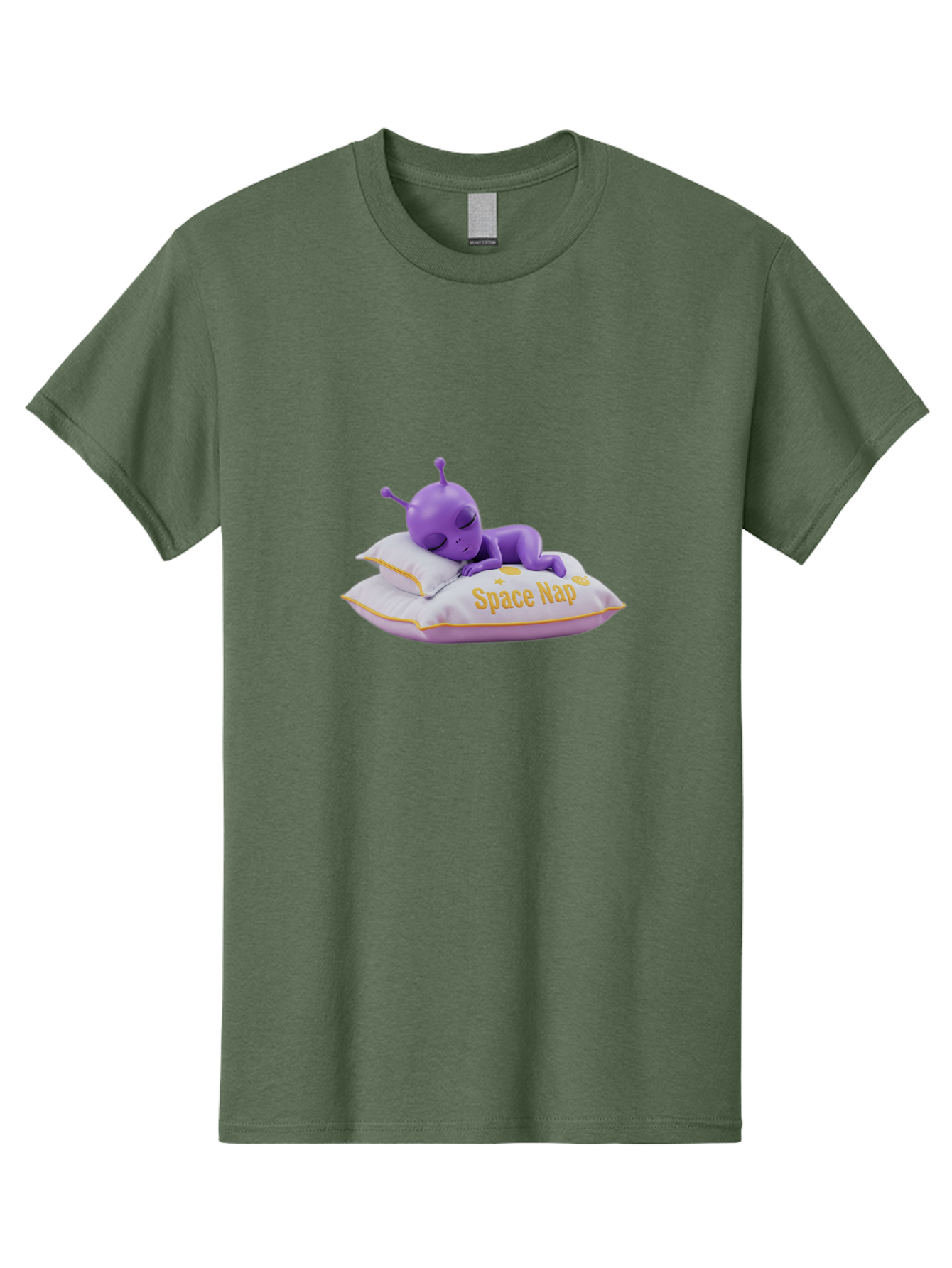 Space-Nap Men'S Graphic Tee, 100% Cotton, Comfortable Casual Summer Wear, Machine Washable, Purple Alien Sleeping On Pillow, Space Nap, Cartoon Character, 3D Illustration, Funny Alien, Resting In Space, Cute Extraterrestrial, Bad673 7