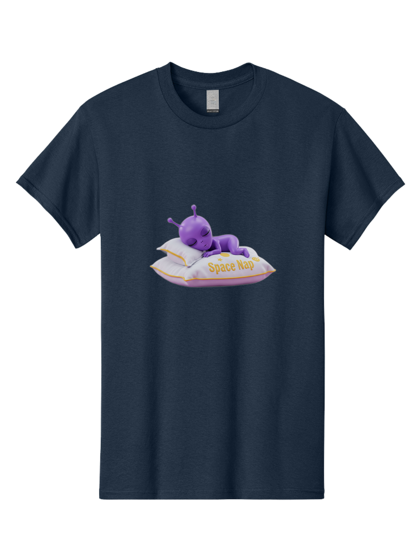 Space-Nap Men'S Graphic Tee, 100% Cotton, Comfortable Casual Summer Wear, Machine Washable, Purple Alien Sleeping On Pillow, Space Nap, Cartoon Character, 3D Illustration, Funny Alien, Resting In Space, Cute Extraterrestrial, Bad673 8