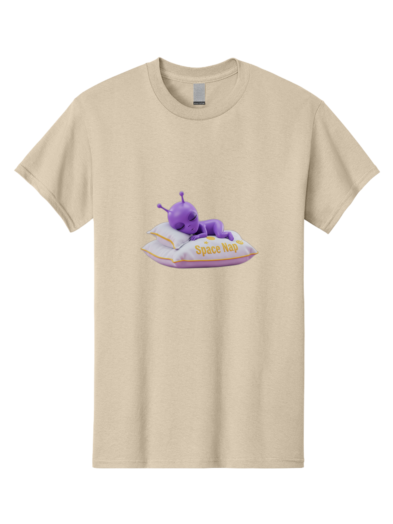 Space-Nap Men'S Graphic Tee, 100% Cotton, Comfortable Casual Summer Wear, Machine Washable, Purple Alien Sleeping On Pillow, Space Nap, Cartoon Character, 3D Illustration, Funny Alien, Resting In Space, Cute Extraterrestrial, Bad673 13