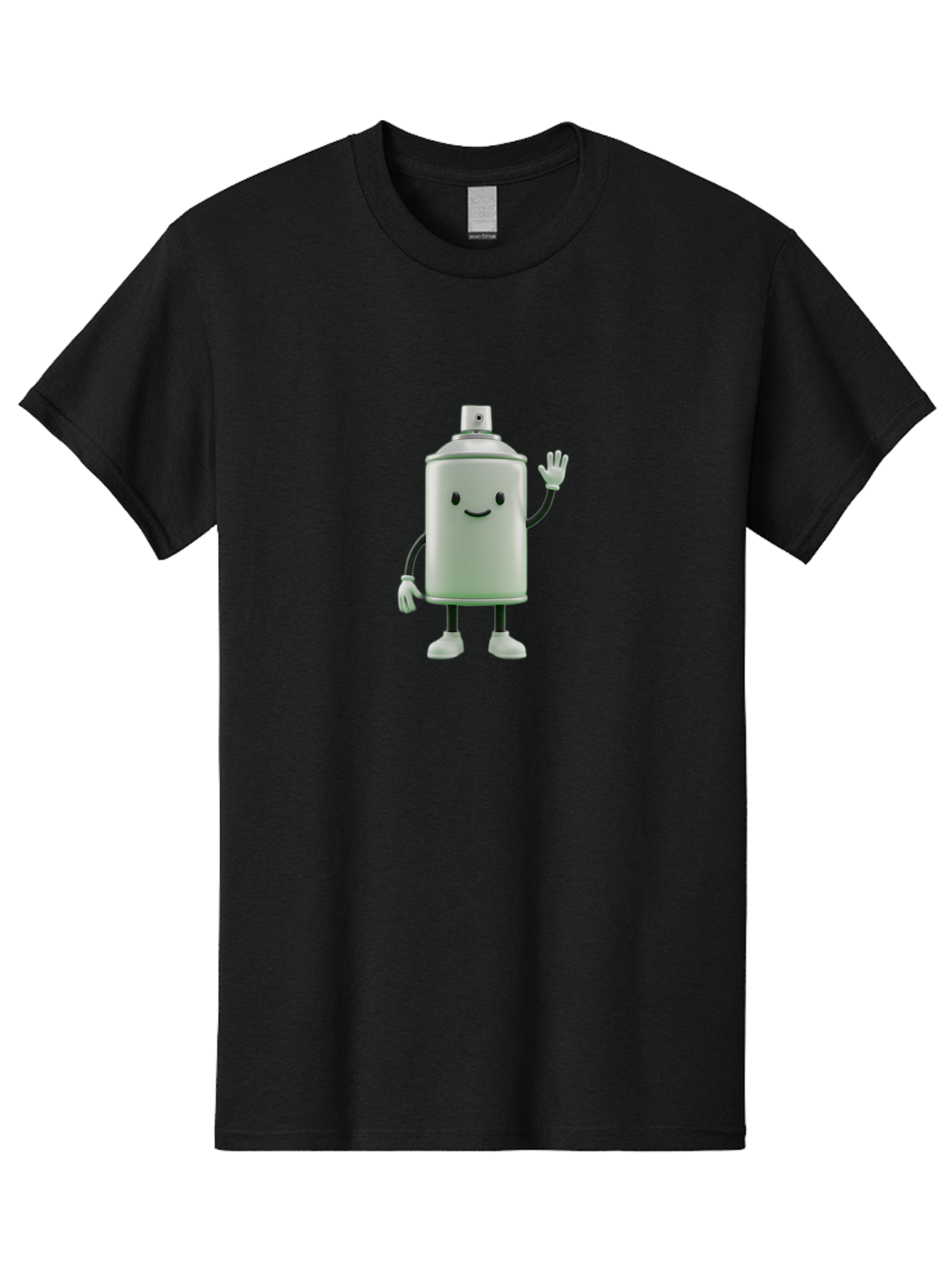 Spray-Can-Character-1 Men'S Graphic Tee, 100% Cotton, Comfortable Casual Summer Wear, Machine Washable, Cartoon Spray Can, Smiling Face, Waving Hand, White Gloves, Black Arms And Legs, Friendly Vibe, Animated Can, Humorous Character, Bad686 14