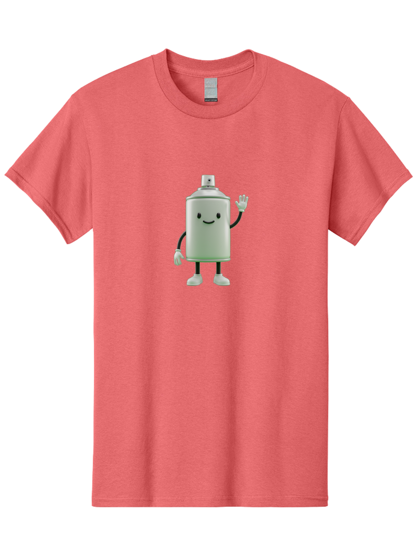 Spray-Can-Character-1 Men'S Graphic Tee, 100% Cotton, Comfortable Casual Summer Wear, Machine Washable, Cartoon Spray Can, Smiling Face, Waving Hand, White Gloves, Black Arms And Legs, Friendly Vibe, Animated Can, Humorous Character, Bad686 12