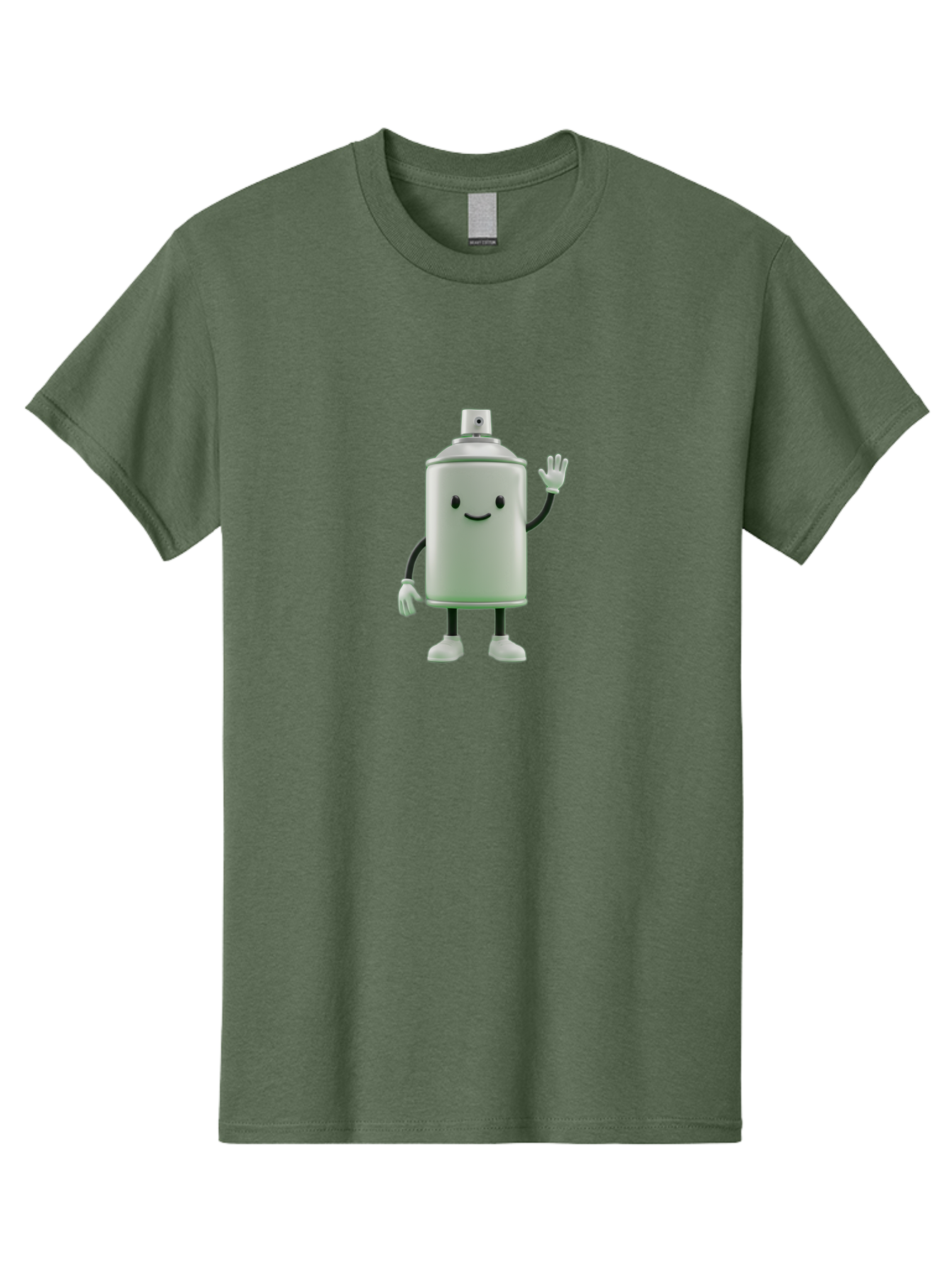 Spray-Can-Character-1 Men'S Graphic Tee, 100% Cotton, Comfortable Casual Summer Wear, Machine Washable, Cartoon Spray Can, Smiling Face, Waving Hand, White Gloves, Black Arms And Legs, Friendly Vibe, Animated Can, Humorous Character, Bad686 8