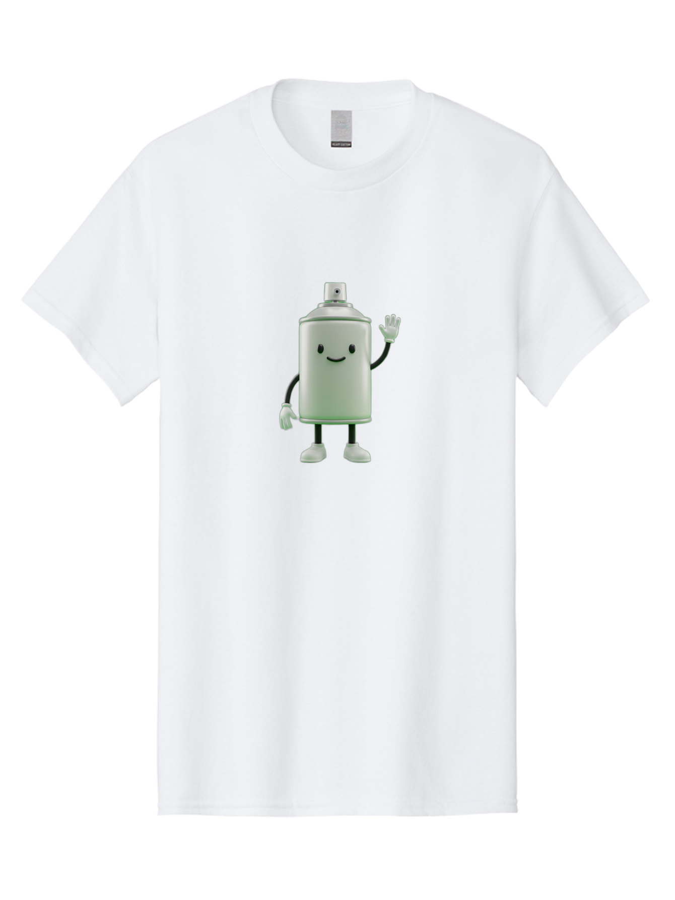 Spray-Can-Character-1 Men'S Graphic Tee, 100% Cotton, Comfortable Casual Summer Wear, Machine Washable, Cartoon Spray Can, Smiling Face, Waving Hand, White Gloves, Black Arms And Legs, Friendly Vibe, Animated Can, Humorous Character, Bad686 15