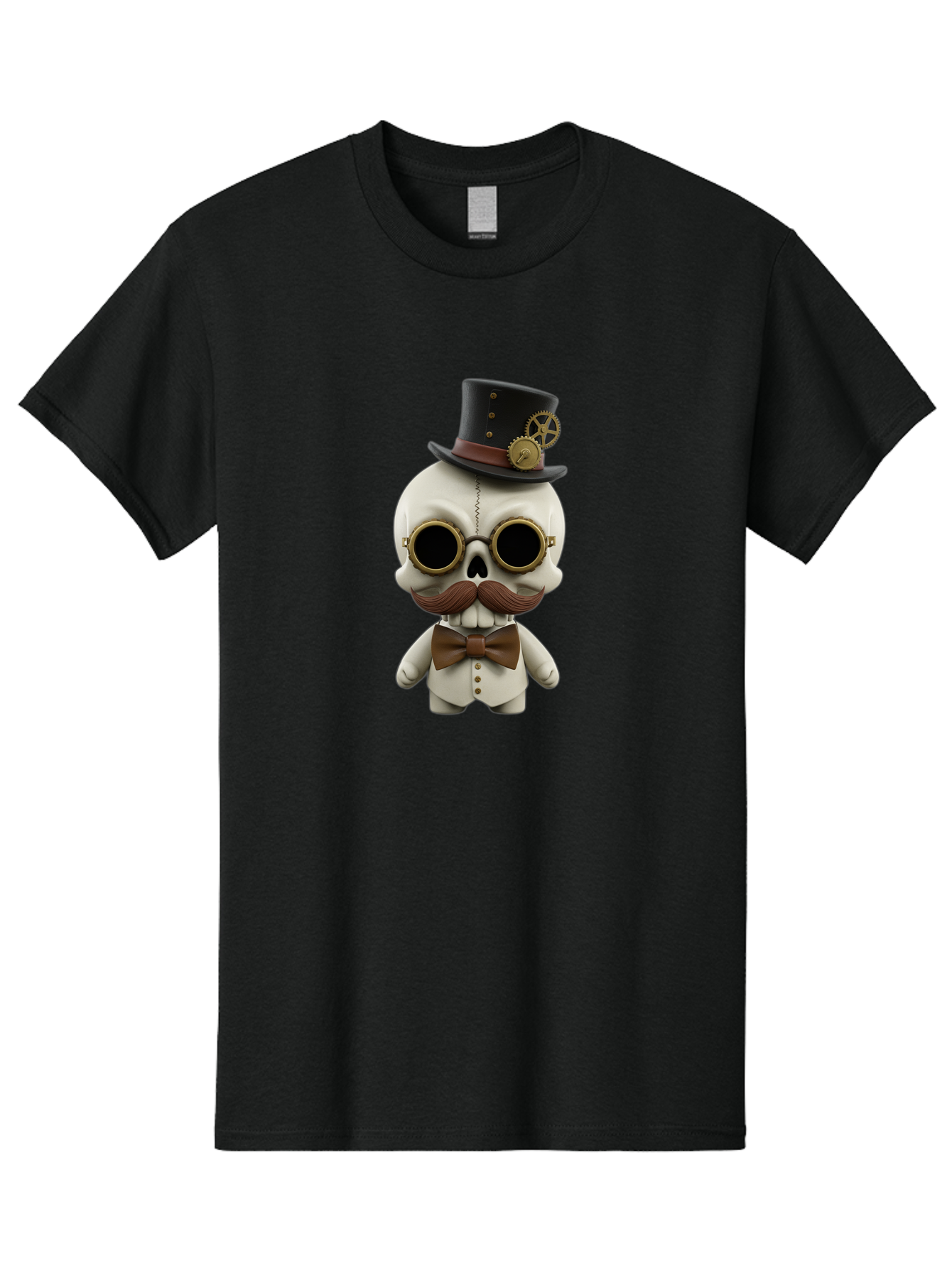 Steampunk-Skeleton Men'S Graphic Tee, 100% Cotton, Comfortable Casual Summer Wear, Machine Washable, Steampunk Skull, Skeleton Character, Vintage Goggles, Top Hat, Bow Tie, Mechanical Gear, Steampunk Style, Gothic Fashion, Unique Accessory, Bad719 2