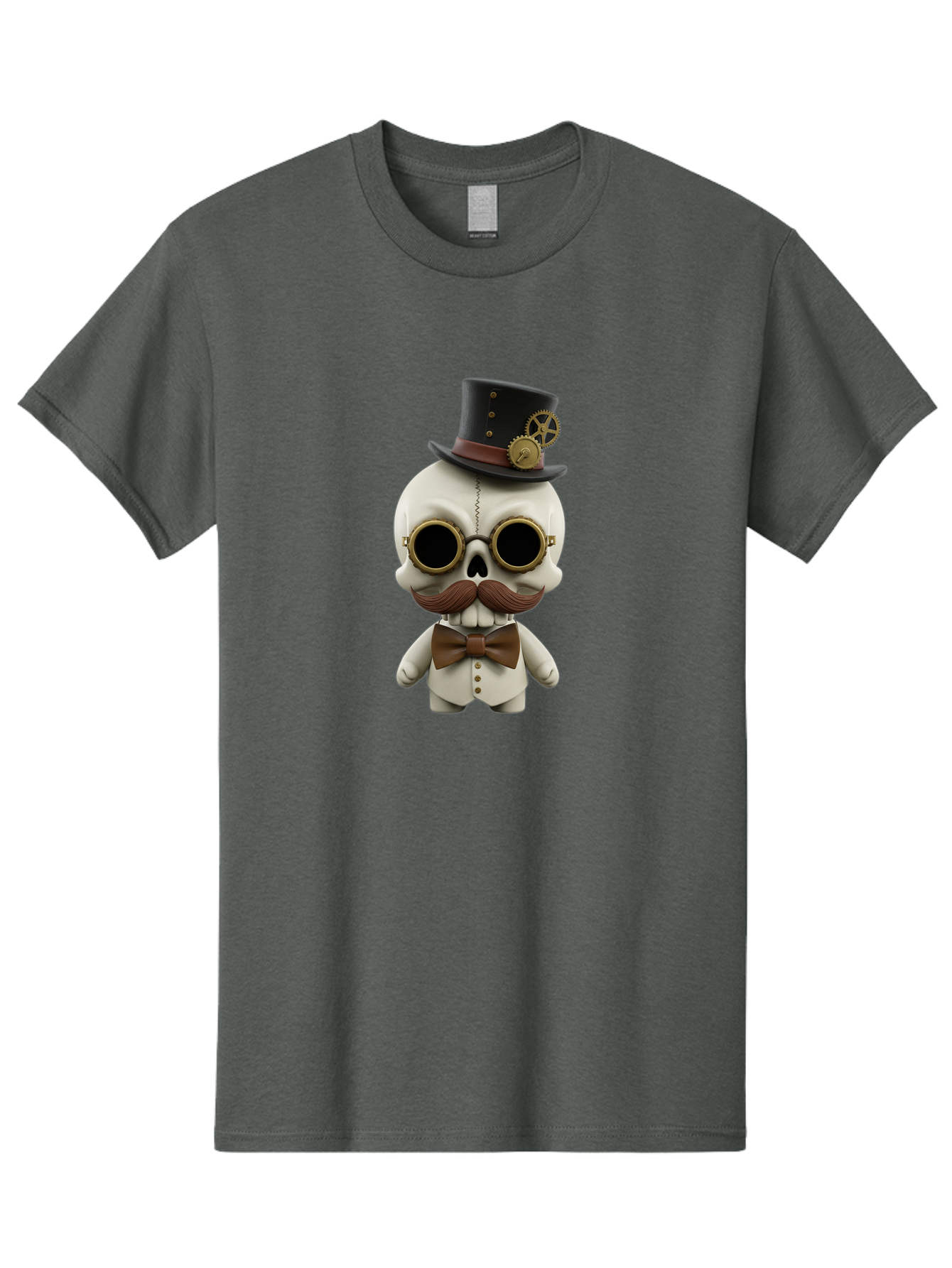 Steampunk-Skeleton Men'S Graphic Tee, 100% Cotton, Comfortable Casual Summer Wear, Machine Washable, Steampunk Skull, Skeleton Character, Vintage Goggles, Top Hat, Bow Tie, Mechanical Gear, Steampunk Style, Gothic Fashion, Unique Accessory, Bad719 9