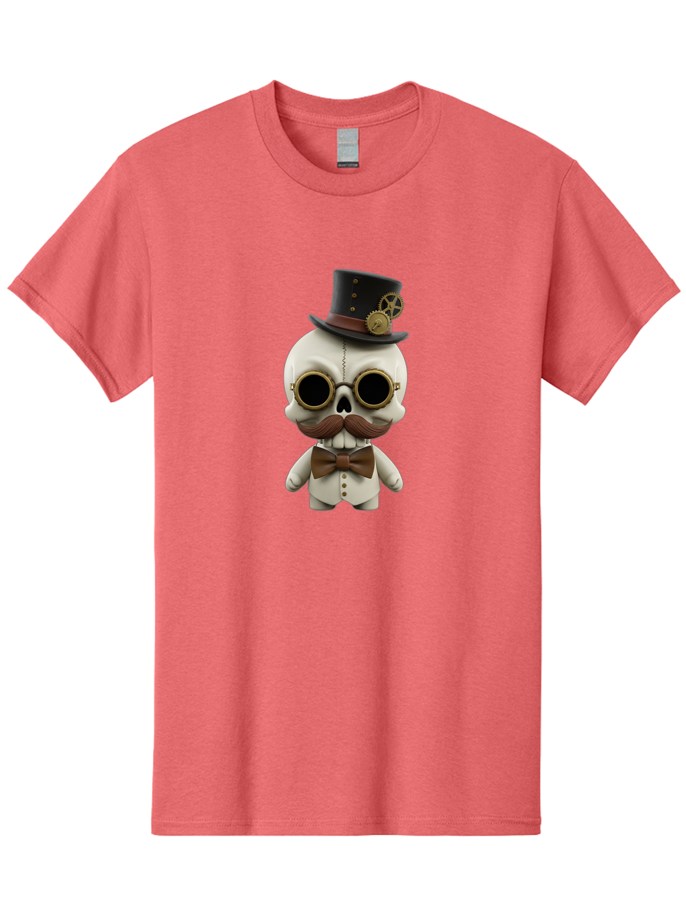 Steampunk-Skeleton Men'S Graphic Tee, 100% Cotton, Comfortable Casual Summer Wear, Machine Washable, Steampunk Skull, Skeleton Character, Vintage Goggles, Top Hat, Bow Tie, Mechanical Gear, Steampunk Style, Gothic Fashion, Unique Accessory, Bad719 5