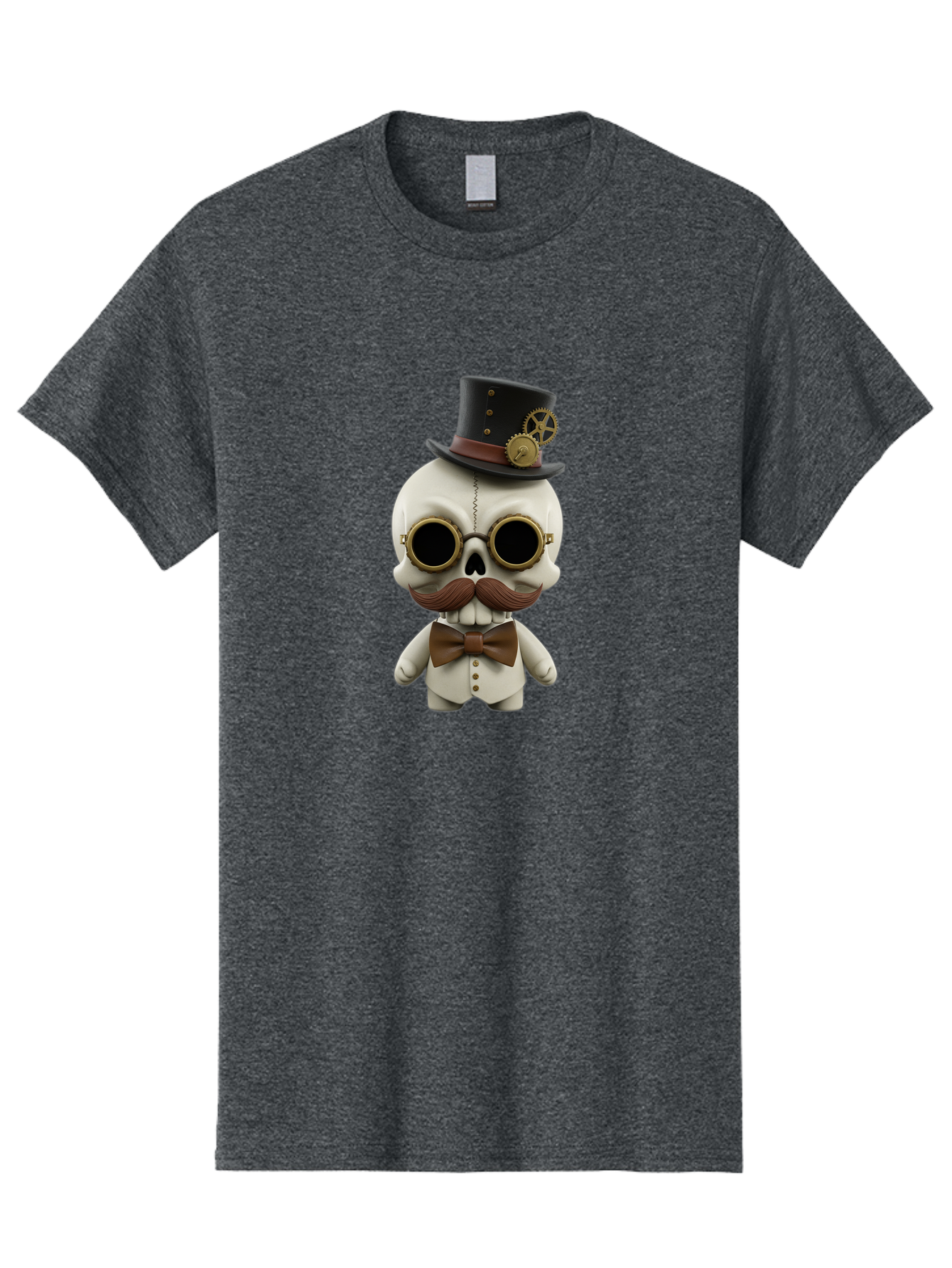 Steampunk-Skeleton Men'S Graphic Tee, 100% Cotton, Comfortable Casual Summer Wear, Machine Washable, Steampunk Skull, Skeleton Character, Vintage Goggles, Top Hat, Bow Tie, Mechanical Gear, Steampunk Style, Gothic Fashion, Unique Accessory, Bad719 12