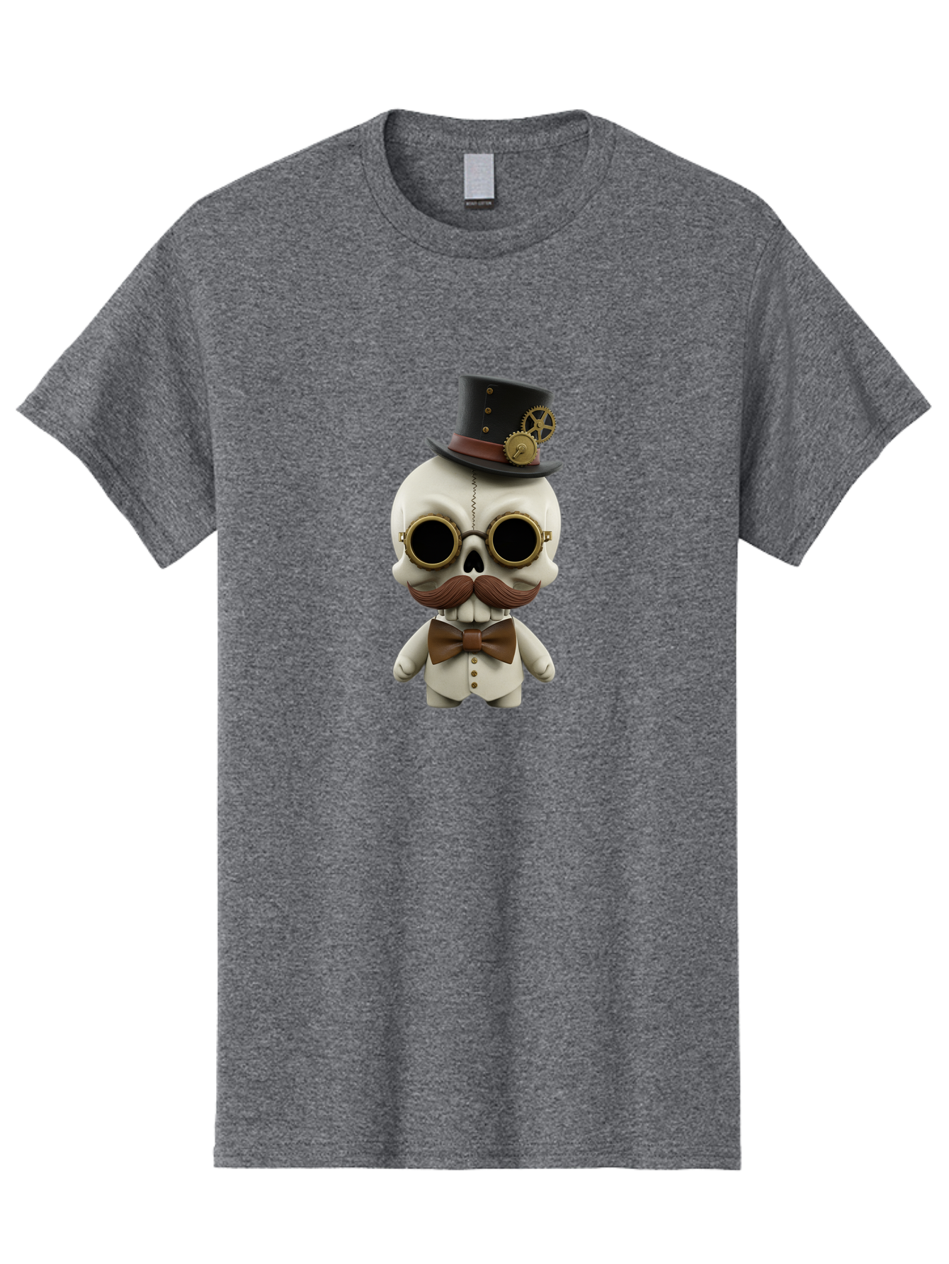 Steampunk-Skeleton Men'S Graphic Tee, 100% Cotton, Comfortable Casual Summer Wear, Machine Washable, Steampunk Skull, Skeleton Character, Vintage Goggles, Top Hat, Bow Tie, Mechanical Gear, Steampunk Style, Gothic Fashion, Unique Accessory, Bad719 7
