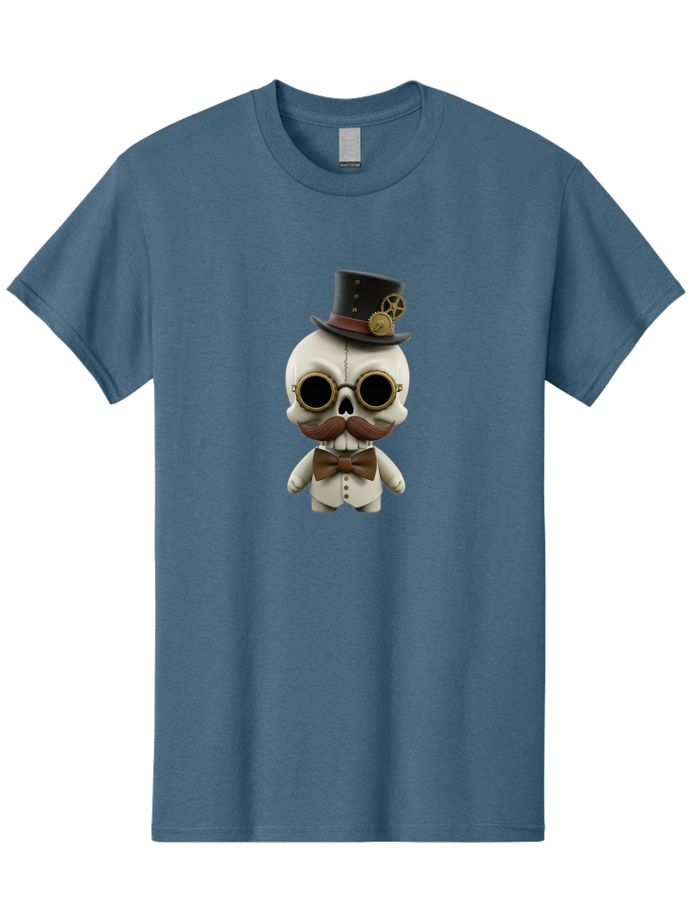 Steampunk-Skeleton Men'S Graphic Tee, 100% Cotton, Comfortable Casual Summer Wear, Machine Washable, Steampunk Skull, Skeleton Character, Vintage Goggles, Top Hat, Bow Tie, Mechanical Gear, Steampunk Style, Gothic Fashion, Unique Accessory, Bad719 15