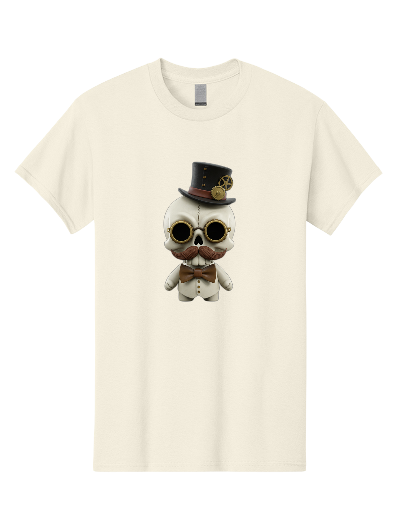 Steampunk-Skeleton Men'S Graphic Tee, 100% Cotton, Comfortable Casual Summer Wear, Machine Washable, Steampunk Skull, Skeleton Character, Vintage Goggles, Top Hat, Bow Tie, Mechanical Gear, Steampunk Style, Gothic Fashion, Unique Accessory, Bad719 4