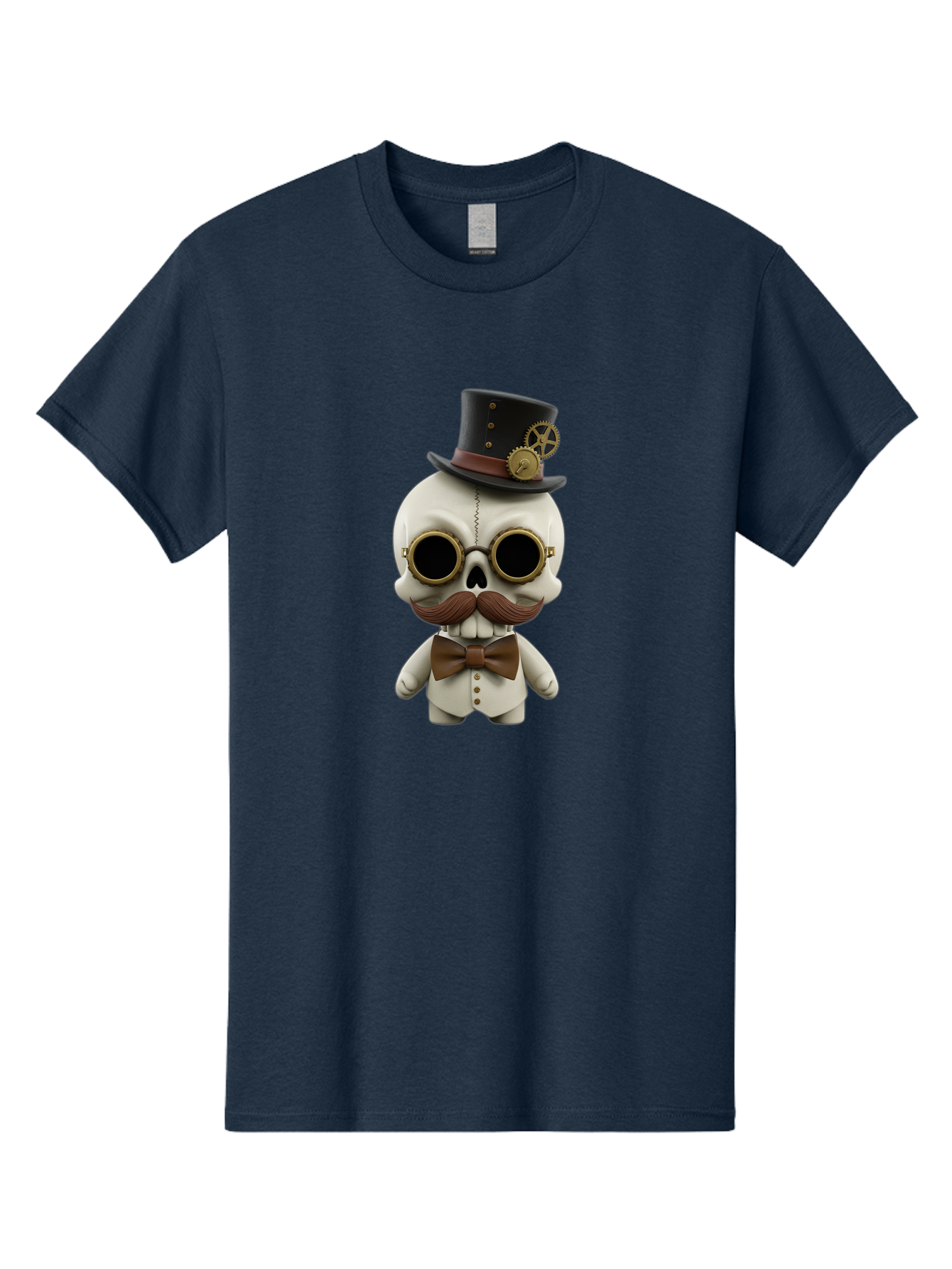 Steampunk-Skeleton Men'S Graphic Tee, 100% Cotton, Comfortable Casual Summer Wear, Machine Washable, Steampunk Skull, Skeleton Character, Vintage Goggles, Top Hat, Bow Tie, Mechanical Gear, Steampunk Style, Gothic Fashion, Unique Accessory, Bad719 14