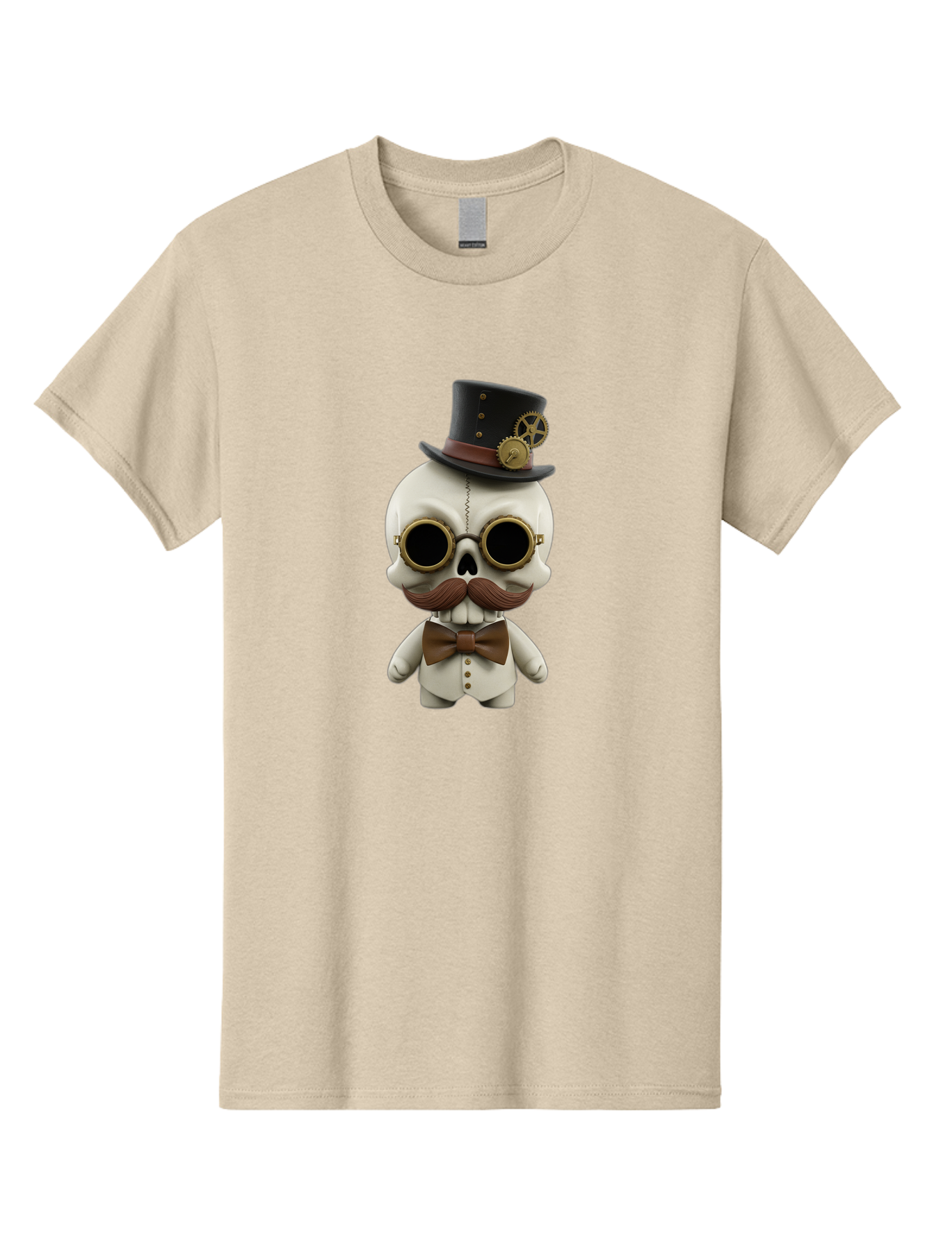 Steampunk-Skeleton Men'S Graphic Tee, 100% Cotton, Comfortable Casual Summer Wear, Machine Washable, Steampunk Skull, Skeleton Character, Vintage Goggles, Top Hat, Bow Tie, Mechanical Gear, Steampunk Style, Gothic Fashion, Unique Accessory, Bad719 13