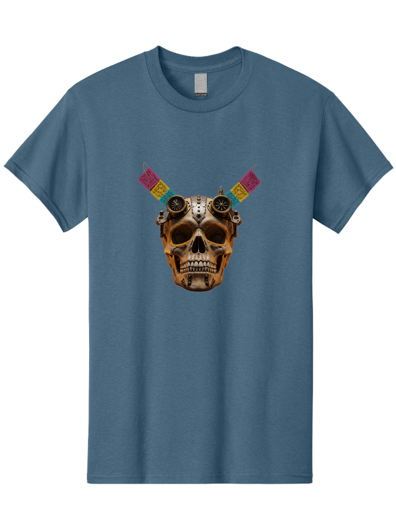 Steampunk-Skull Men'S Graphic Tee, 100% Cotton, Comfortable Casual Summer Wear, Machine Washable, Steampunk Artwork, Skull With Goggles, Mechanical Components, Colorful Banners, Day Of The Dead, Steampunk Fashion, Alternative Art, Bad720 10