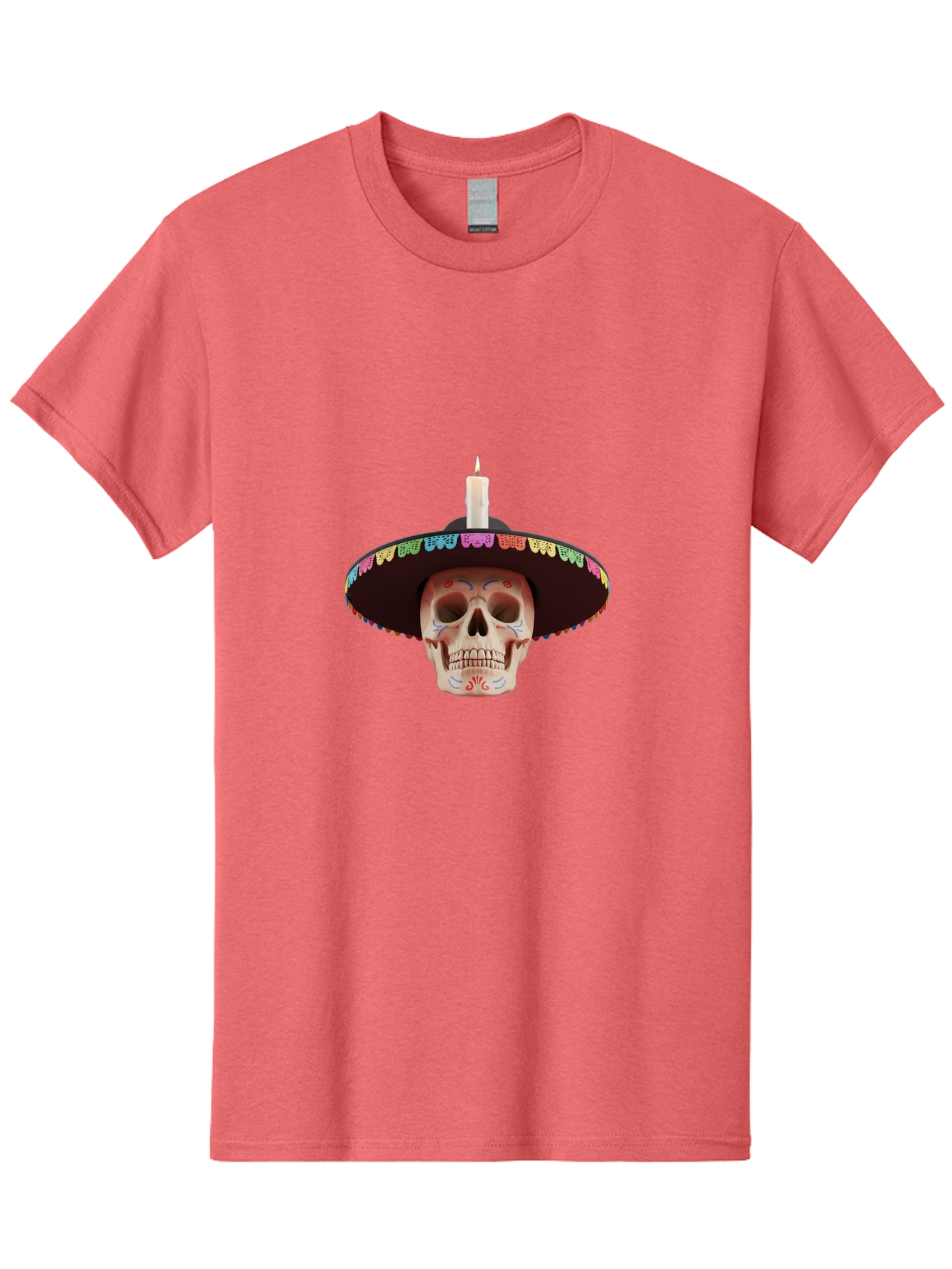 Sugar-Skull-10 Men'S Graphic Tee, 100% Cotton, Comfortable Casual Summer Wear, Machine Washable, Sugar Skull With Sombrero, Dia De Los Muertos, Colorful Decorations, Traditional Mexican Art, Vibrant Culture, Festive Spirit, Unique Design, Bad759 15