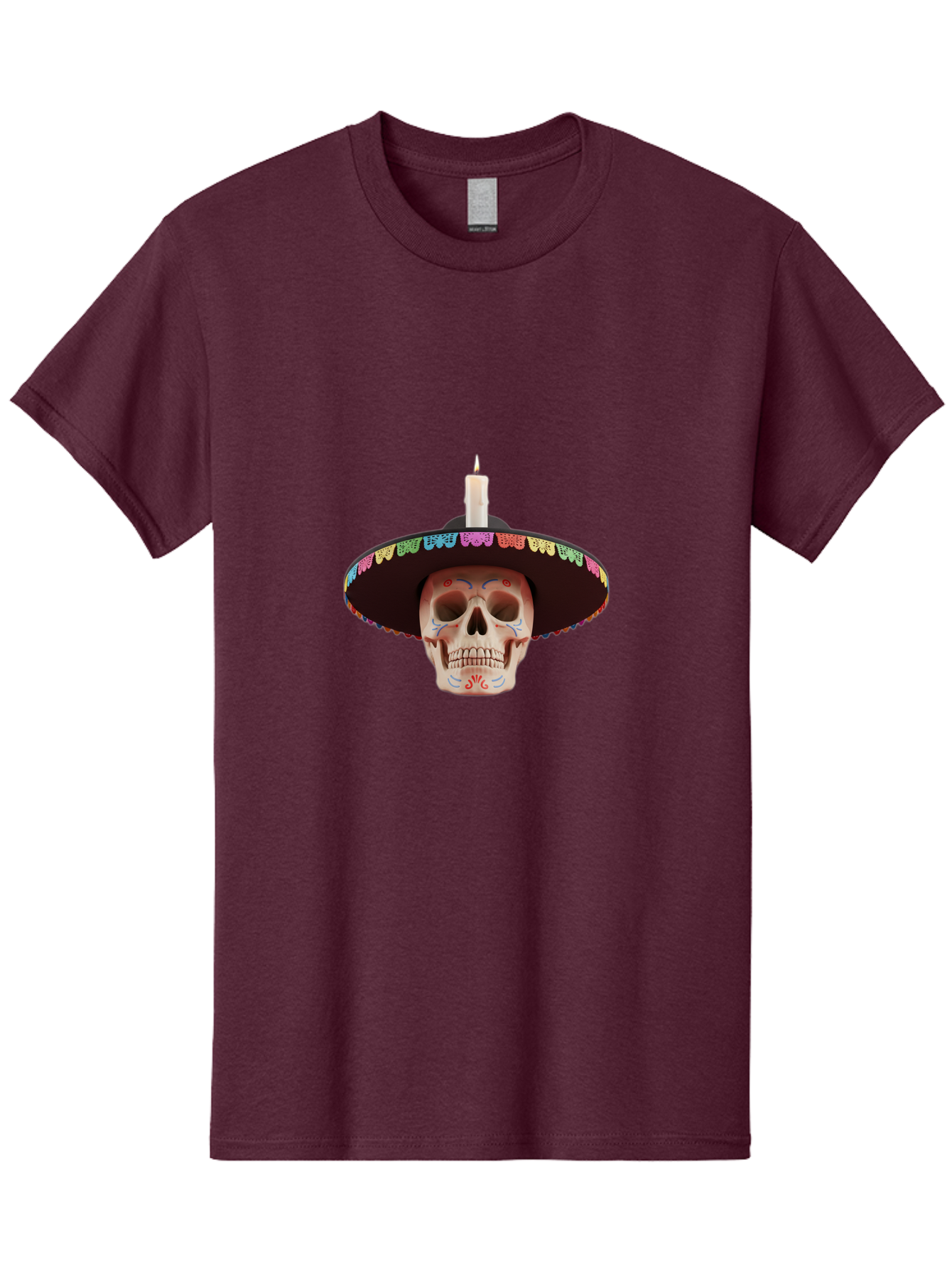 Sugar-Skull-10 Men'S Graphic Tee, 100% Cotton, Comfortable Casual Summer Wear, Machine Washable, Sugar Skull With Sombrero, Dia De Los Muertos, Colorful Decorations, Traditional Mexican Art, Vibrant Culture, Festive Spirit, Unique Design, Bad759 5