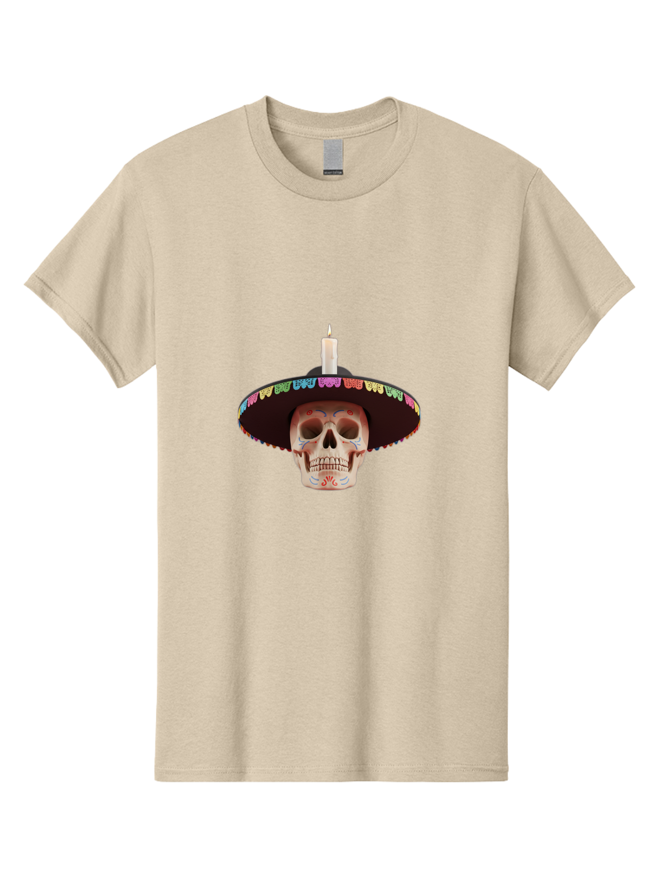 Sugar-Skull-10 Men'S Graphic Tee, 100% Cotton, Comfortable Casual Summer Wear, Machine Washable, Sugar Skull With Sombrero, Dia De Los Muertos, Colorful Decorations, Traditional Mexican Art, Vibrant Culture, Festive Spirit, Unique Design, Bad759 7