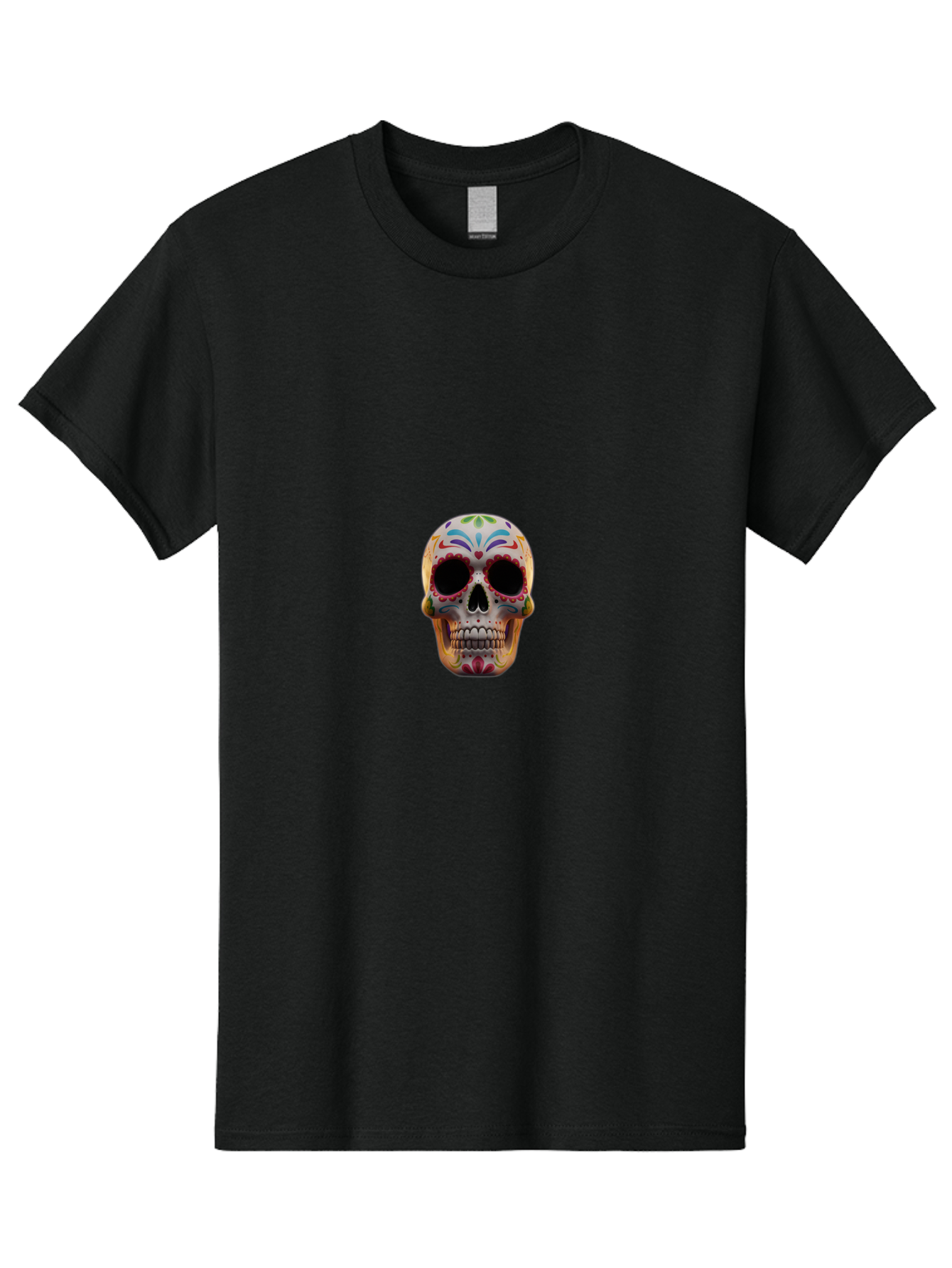 Sugar-Skull-12 Men'S Graphic Tee, 100% Cotton, Comfortable Casual Summer Wear, Machine Washable, Sugar Skull, Day Of The Dead, Dia De Los Muertos, Vibrant Colors, Decorative Skull, Mexican Culture, Skull Decoration, Colorful Patterns Bad761 5