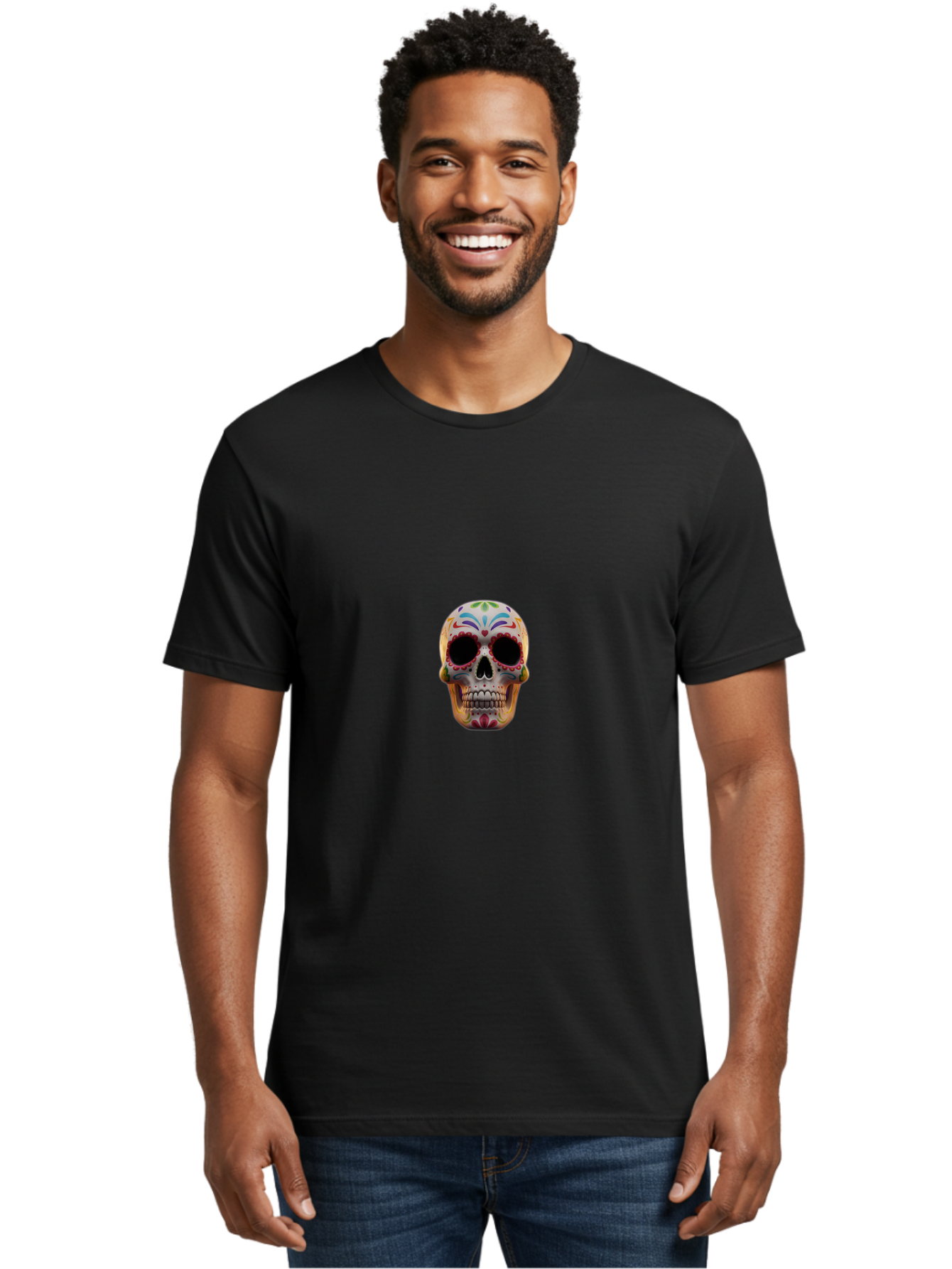 Sugar-Skull-12 Men'S Graphic Tee, 100% Cotton, Comfortable Casual Summer Wear, Machine Washable, Sugar Skull, Day Of The Dead, Dia De Los Muertos, Vibrant Colors, Decorative Skull, Mexican Culture, Skull Decoration, Colorful Patterns Bad761 20