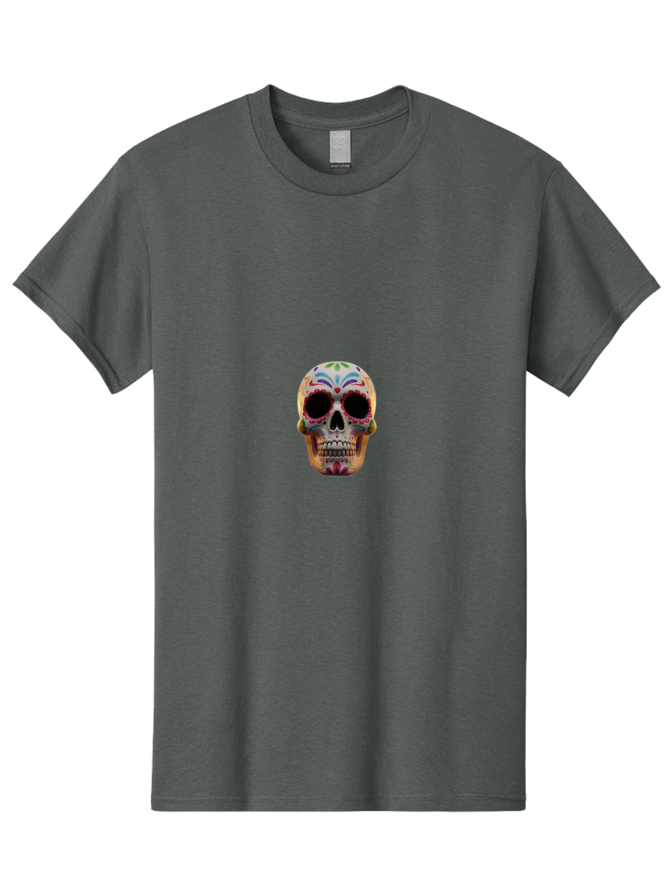 Sugar-Skull-12 Men'S Graphic Tee, 100% Cotton, Comfortable Casual Summer Wear, Machine Washable, Sugar Skull, Day Of The Dead, Dia De Los Muertos, Vibrant Colors, Decorative Skull, Mexican Culture, Skull Decoration, Colorful Patterns Bad761 3