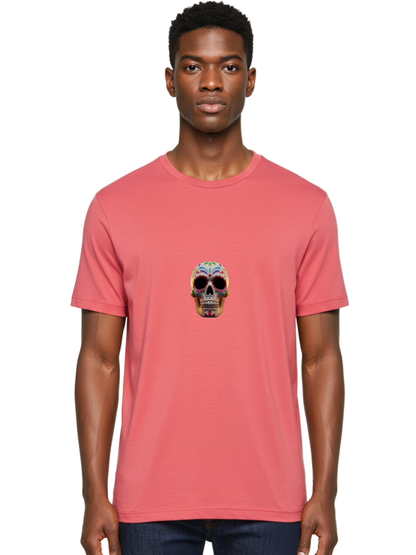 Sugar-Skull-12 Men'S Graphic Tee, 100% Cotton, Comfortable Casual Summer Wear, Machine Washable, Sugar Skull, Day Of The Dead, Dia De Los Muertos, Vibrant Colors, Decorative Skull, Mexican Culture, Skull Decoration, Colorful Patterns Bad761 23