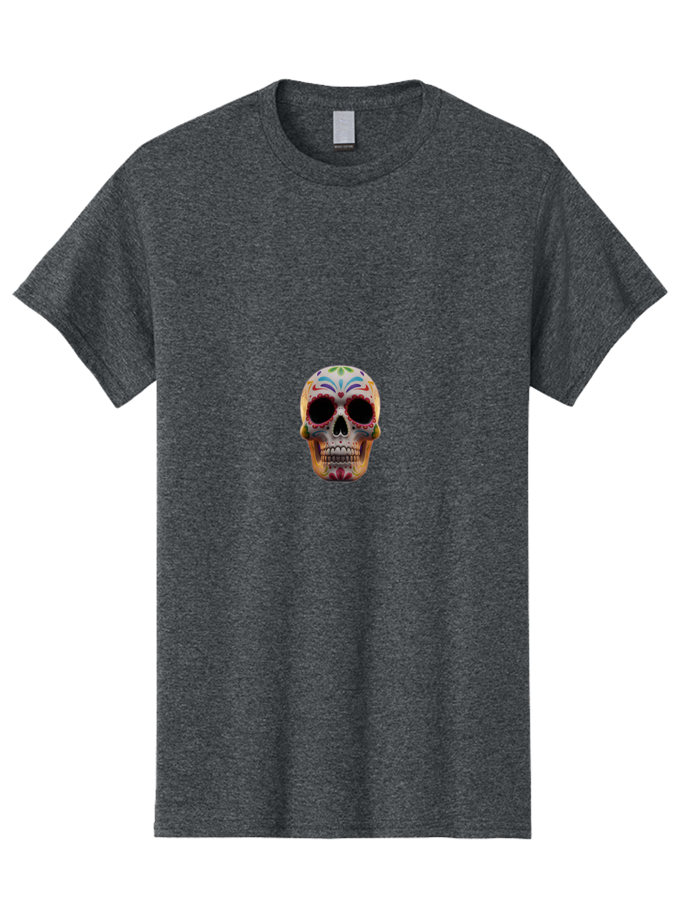 Sugar-Skull-12 Men'S Graphic Tee, 100% Cotton, Comfortable Casual Summer Wear, Machine Washable, Sugar Skull, Day Of The Dead, Dia De Los Muertos, Vibrant Colors, Decorative Skull, Mexican Culture, Skull Decoration, Colorful Patterns Bad761 2