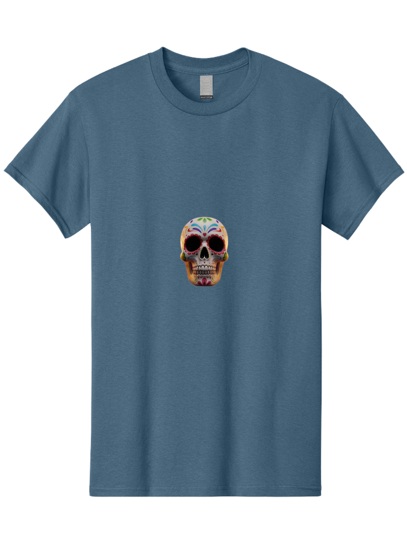 Sugar-Skull-12 Men'S Graphic Tee, 100% Cotton, Comfortable Casual Summer Wear, Machine Washable, Sugar Skull, Day Of The Dead, Dia De Los Muertos, Vibrant Colors, Decorative Skull, Mexican Culture, Skull Decoration, Colorful Patterns Bad761 1