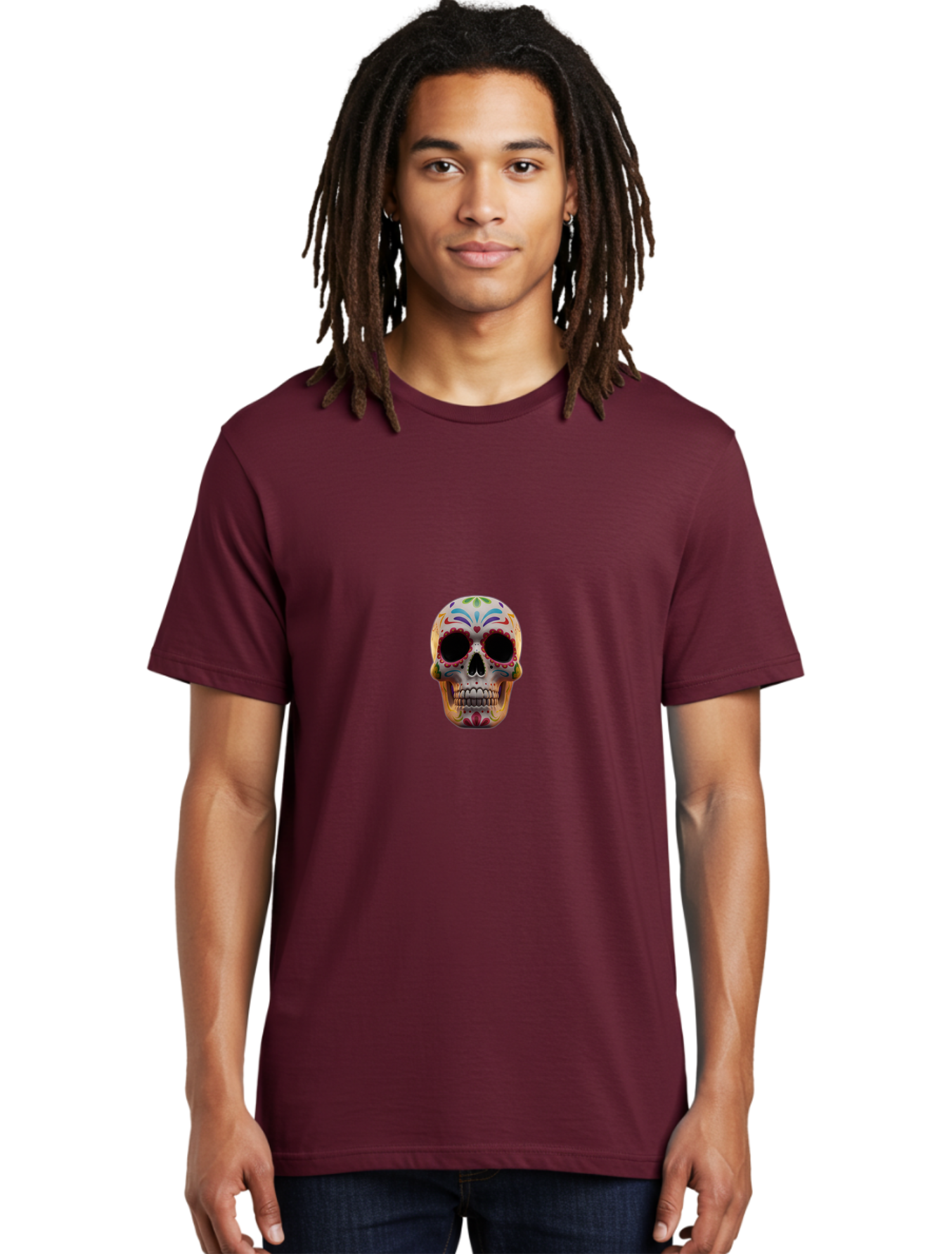 Sugar-Skull-12 Men'S Graphic Tee, 100% Cotton, Comfortable Casual Summer Wear, Machine Washable, Sugar Skull, Day Of The Dead, Dia De Los Muertos, Vibrant Colors, Decorative Skull, Mexican Culture, Skull Decoration, Colorful Patterns Bad761 19