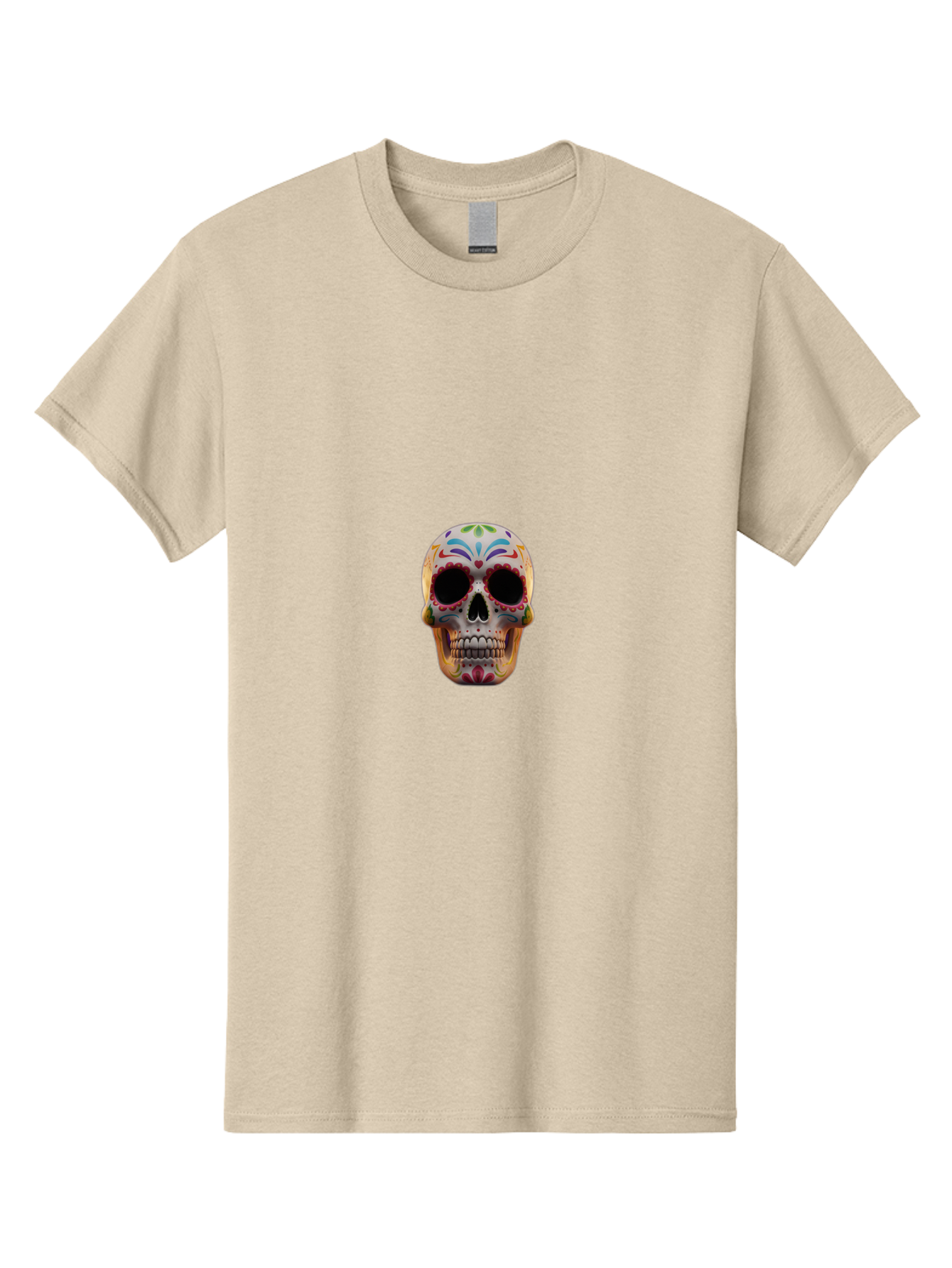 Sugar-Skull-12 Men'S Graphic Tee, 100% Cotton, Comfortable Casual Summer Wear, Machine Washable, Sugar Skull, Day Of The Dead, Dia De Los Muertos, Vibrant Colors, Decorative Skull, Mexican Culture, Skull Decoration, Colorful Patterns Bad761 13