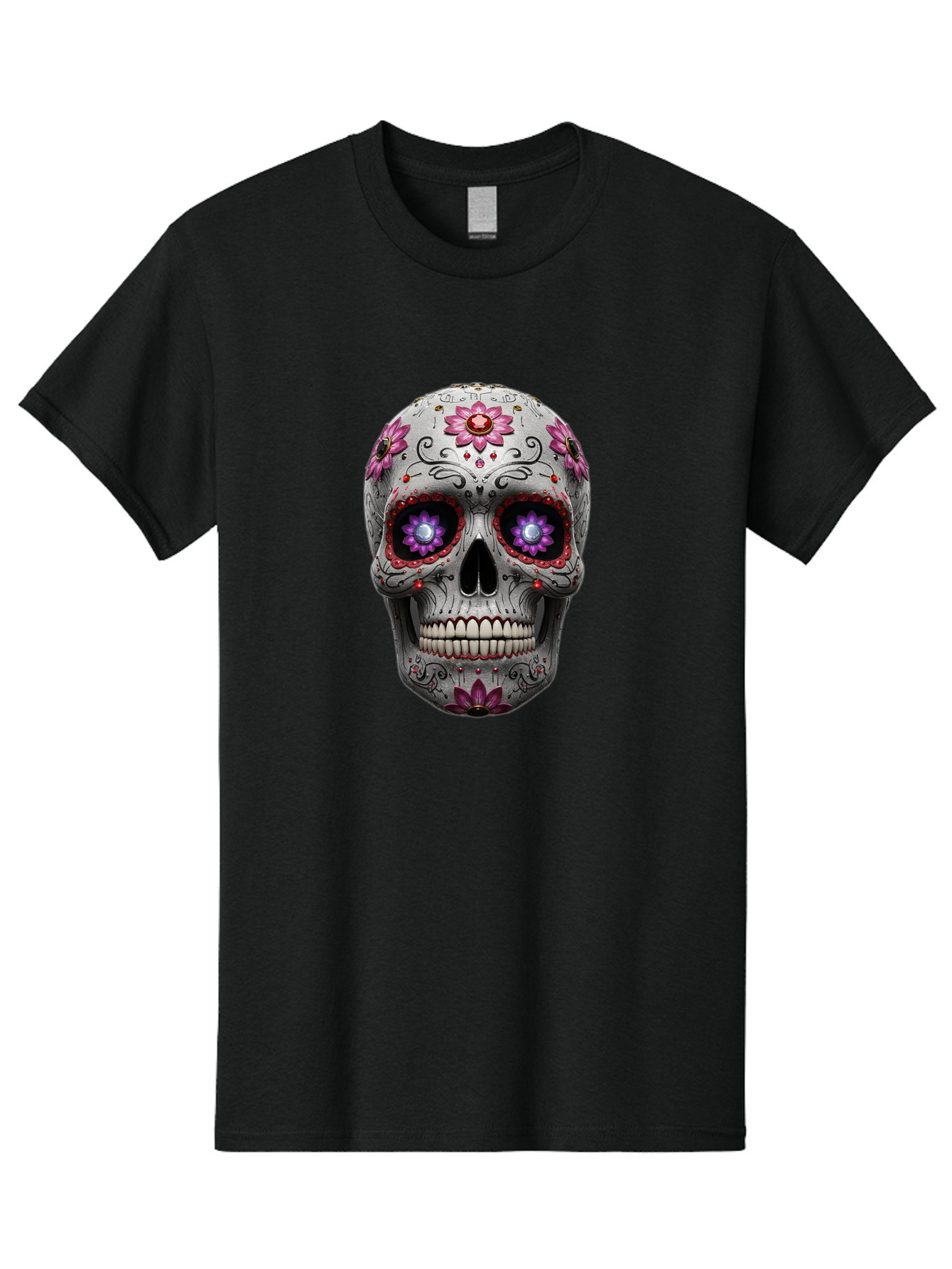 Sugar-Skull-17 Men'S Graphic Tee, 100% Cotton, Comfortable Casual Summer Wear, Machine Washable, Sugar Skull, Day Of The Dead, Skull Art, Floral Designs, Vibrant Colors, Intricate Patterns, Gothic Style, Mystical Symbols, Jewelry Designs, Bad766 14