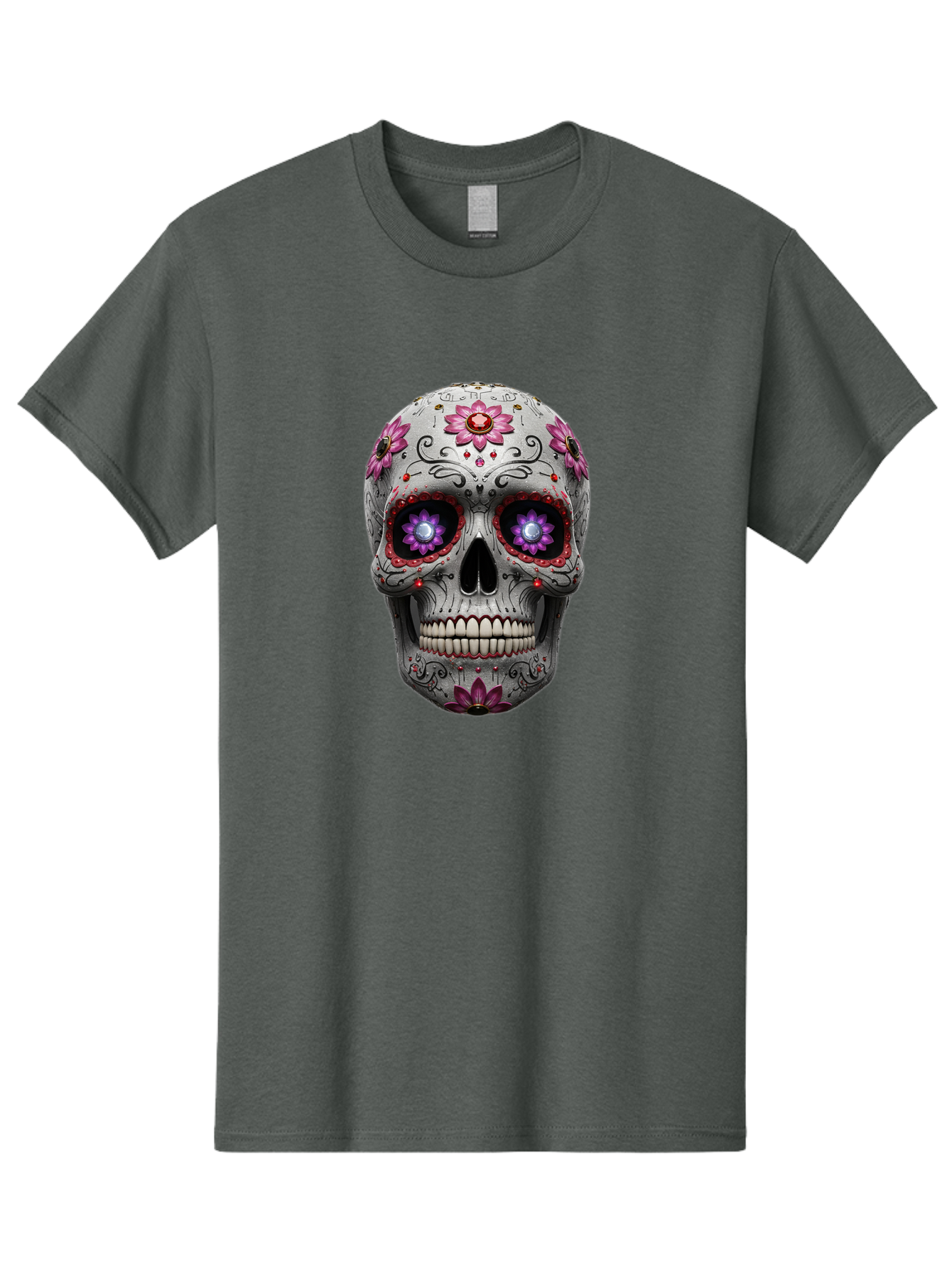 Sugar-Skull-17 Men'S Graphic Tee, 100% Cotton, Comfortable Casual Summer Wear, Machine Washable, Sugar Skull, Day Of The Dead, Skull Art, Floral Designs, Vibrant Colors, Intricate Patterns, Gothic Style, Mystical Symbols, Jewelry Designs, Bad766 11