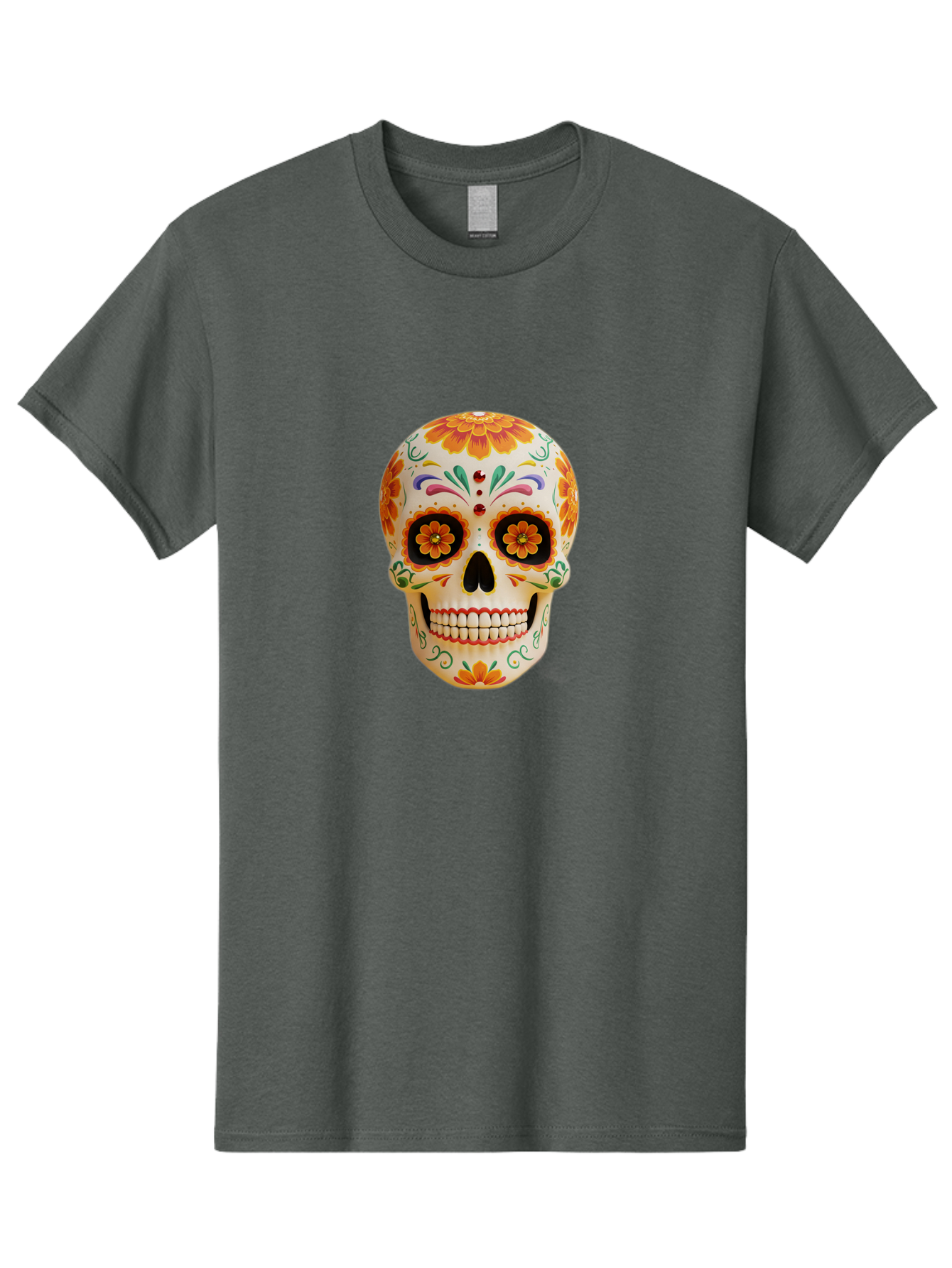 Sugar-Skull-20 Men'S Graphic Tee, 100% Cotton, Comfortable Casual Summer Wear, Machine Washable, Sugar Skull, Day Of The Dead, Dia De Los Muertos, Colorful Skull, Floral Decorations, Vibrant Colors, Mexican Art, Festive, Celebratory, Bad770 6