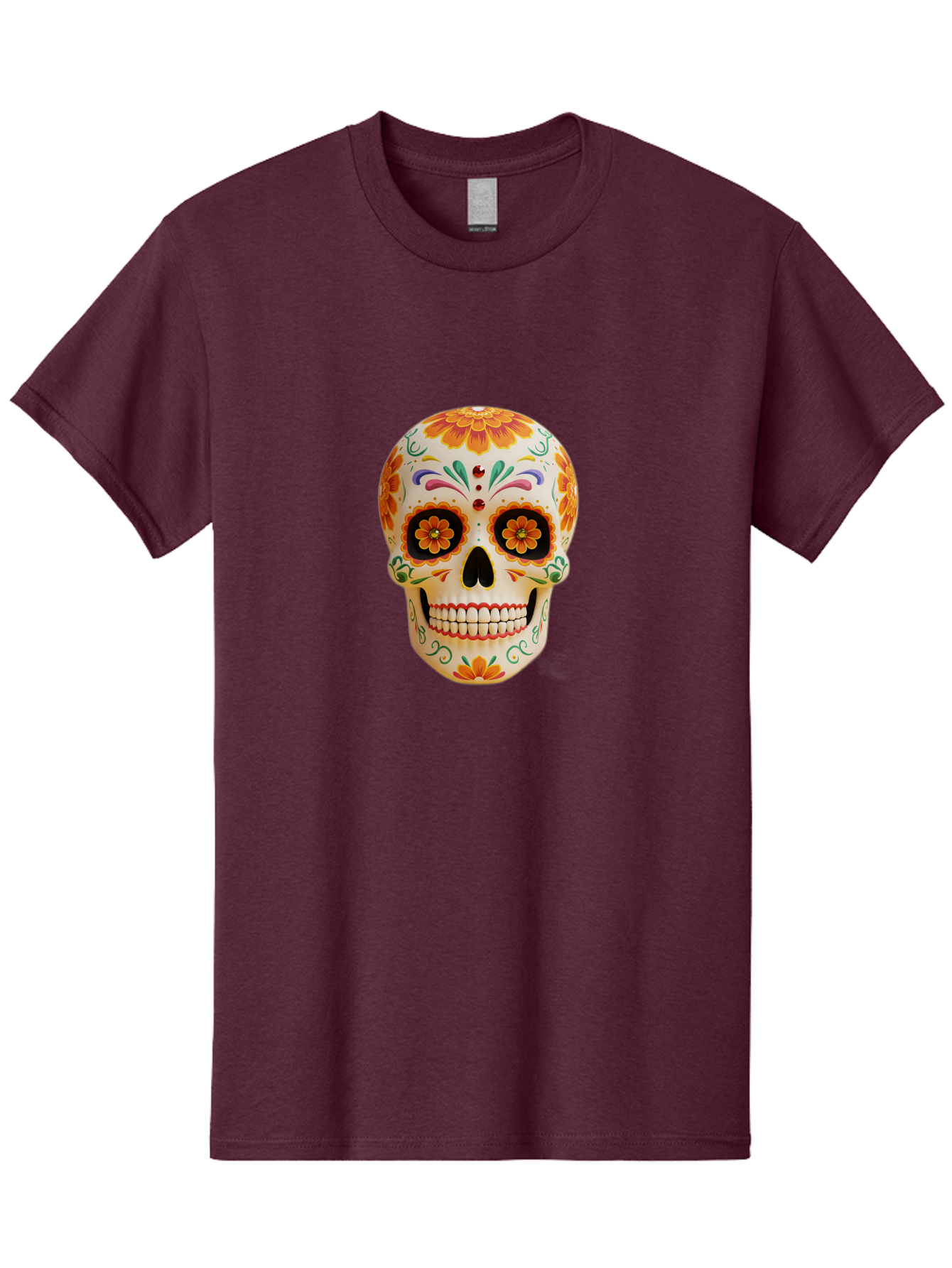 Sugar-Skull-20 Men'S Graphic Tee, 100% Cotton, Comfortable Casual Summer Wear, Machine Washable, Sugar Skull, Day Of The Dead, Dia De Los Muertos, Colorful Skull, Floral Decorations, Vibrant Colors, Mexican Art, Festive, Celebratory, Bad770 8