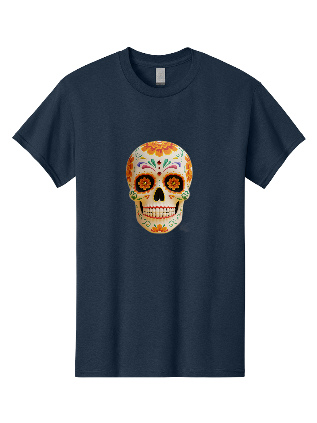 Sugar-Skull-20 Men'S Graphic Tee, 100% Cotton, Comfortable Casual Summer Wear, Machine Washable, Sugar Skull, Day Of The Dead, Dia De Los Muertos, Colorful Skull, Floral Decorations, Vibrant Colors, Mexican Art, Festive, Celebratory, Bad770 13