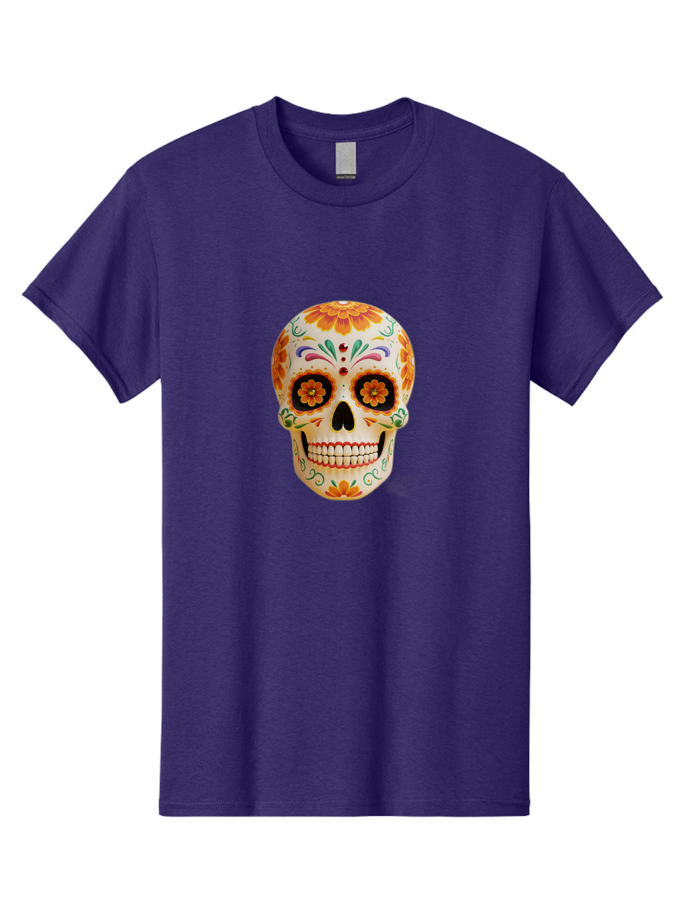 Sugar-Skull-20 Men'S Graphic Tee, 100% Cotton, Comfortable Casual Summer Wear, Machine Washable, Sugar Skull, Day Of The Dead, Dia De Los Muertos, Colorful Skull, Floral Decorations, Vibrant Colors, Mexican Art, Festive, Celebratory, Bad770 9