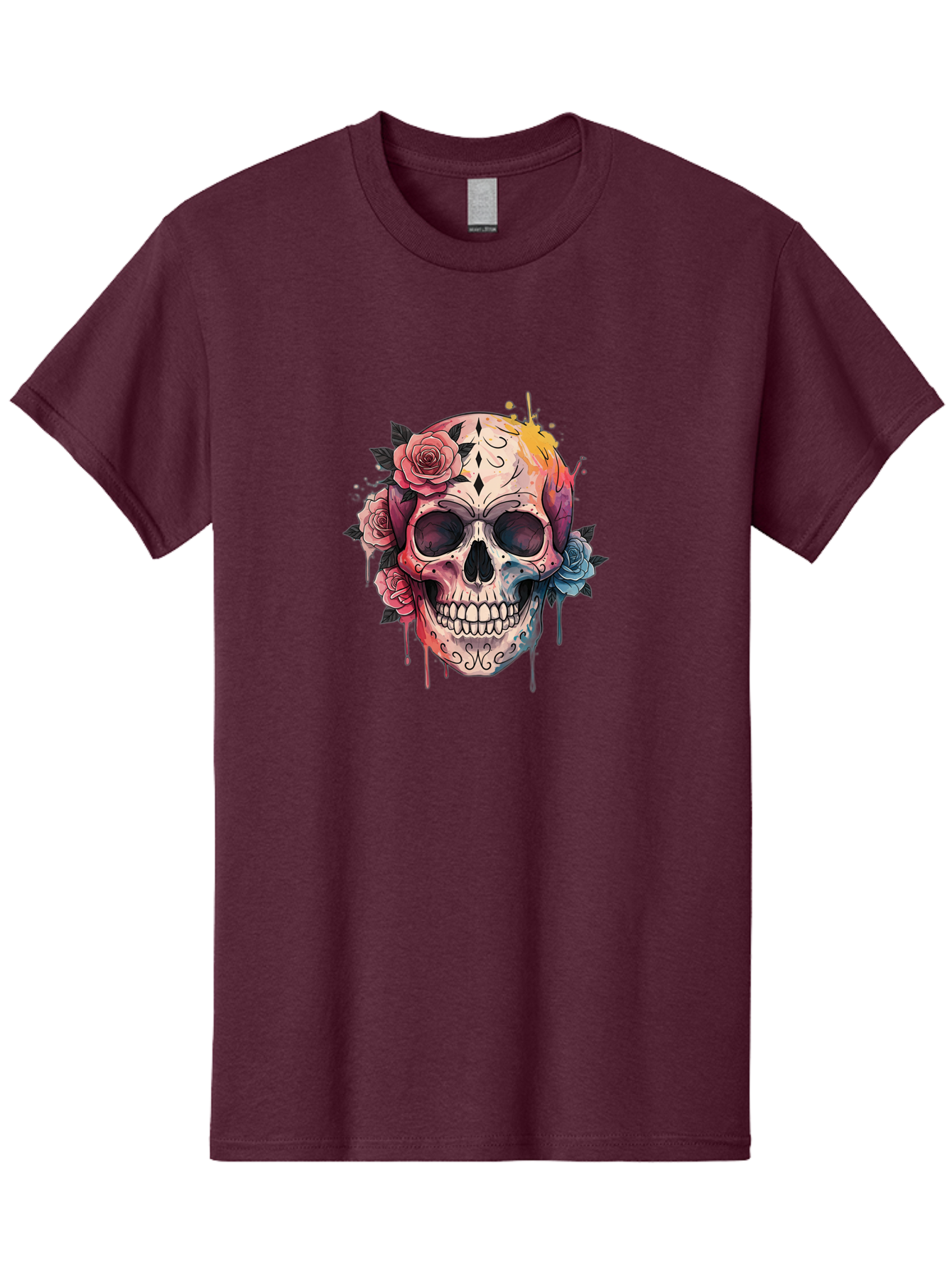 Sugar-Skull-4 Men'S Graphic Tee, 100% Cotton, Comfortable Casual Summer Wear, Machine Washable, Sugar Skull, Day Of The Dead, Floral Skull, Vibrant Colors, Intricate Designs, Abstract Art, Grunge Style, Street Art, Tattoo Art, Mexican Culture, Bad776 14
