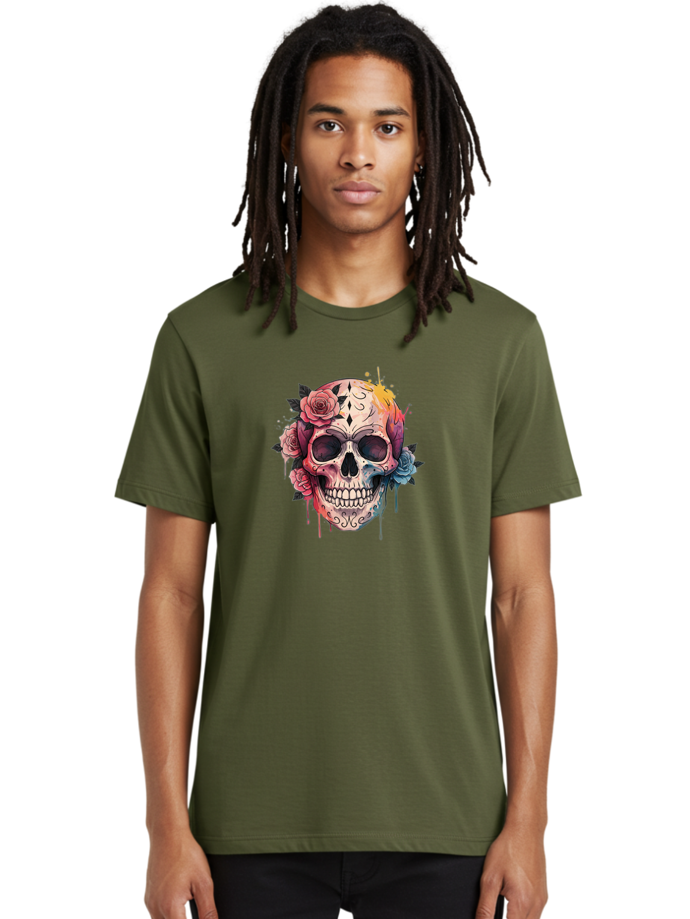 Sugar-Skull-4 Men'S Graphic Tee, 100% Cotton, Comfortable Casual Summer Wear, Machine Washable, Sugar Skull, Day Of The Dead, Floral Skull, Vibrant Colors, Intricate Designs, Abstract Art, Grunge Style, Street Art, Tattoo Art, Mexican Culture, Bad776 28