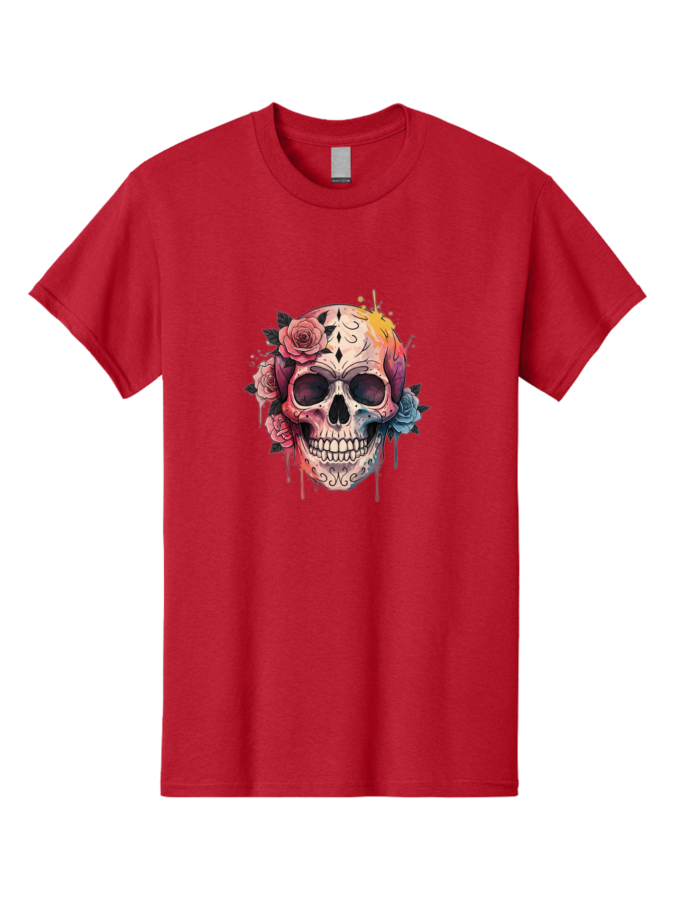 Sugar-Skull-4 Men'S Graphic Tee, 100% Cotton, Comfortable Casual Summer Wear, Machine Washable, Sugar Skull, Day Of The Dead, Floral Skull, Vibrant Colors, Intricate Designs, Abstract Art, Grunge Style, Street Art, Tattoo Art, Mexican Culture, Bad776 15