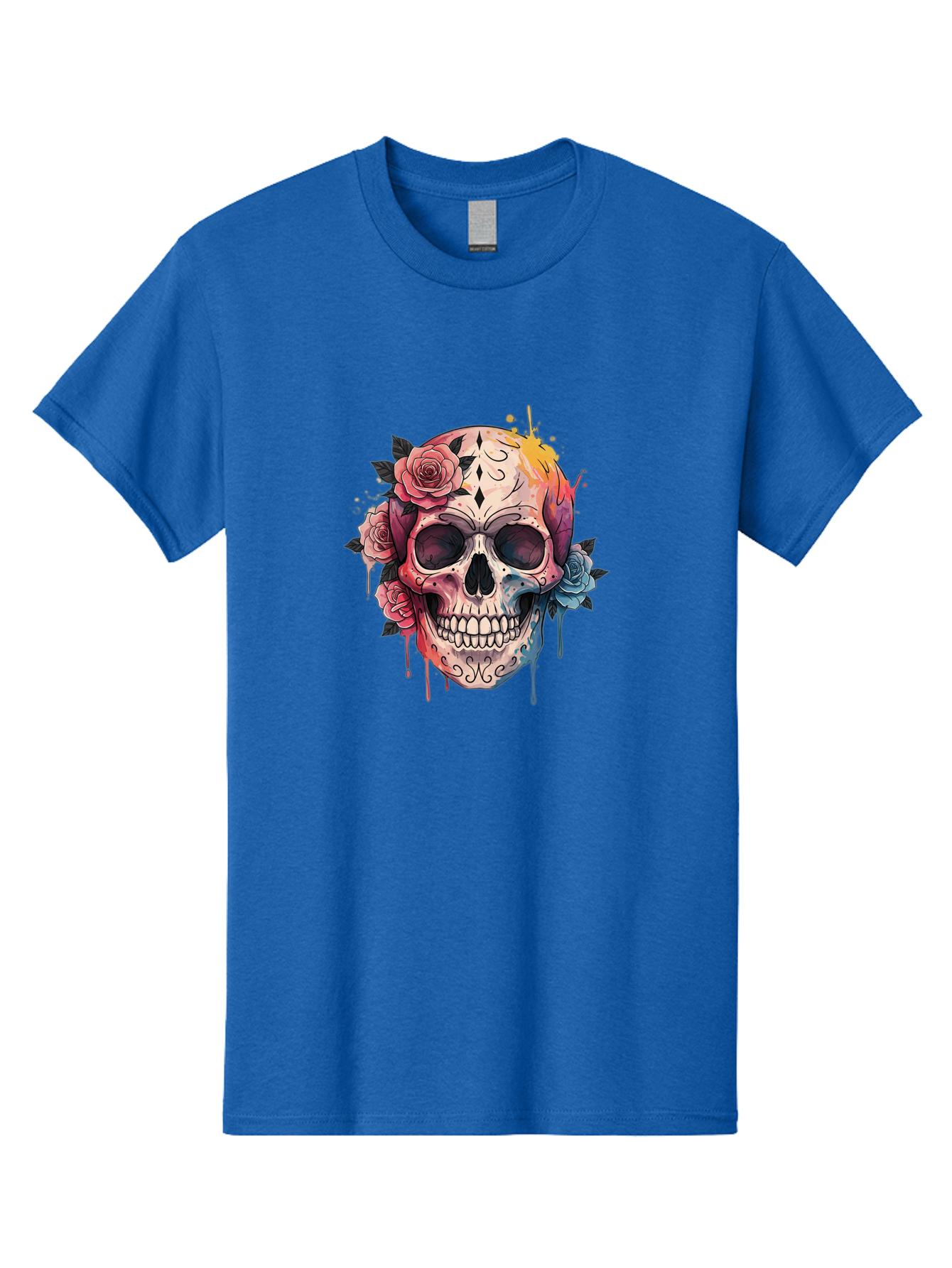 Sugar-Skull-4 Men'S Graphic Tee, 100% Cotton, Comfortable Casual Summer Wear, Machine Washable, Sugar Skull, Day Of The Dead, Floral Skull, Vibrant Colors, Intricate Designs, Abstract Art, Grunge Style, Street Art, Tattoo Art, Mexican Culture, Bad776 11