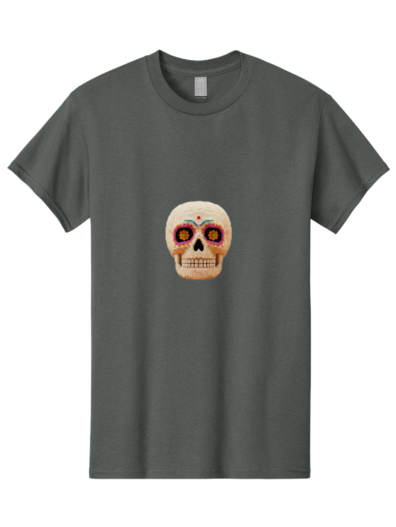 Sugar-Skull-7 Men'S Graphic Tee, 100% Cotton, Comfortable Casual Summer Wear, Machine Washable, Sugar Skull Decoration, Day Of The Dead, Colorful Skull, Mexican Culture, Festive Design, Vibrant Colors, Floral Patterns, Traditional Art Bad779 4