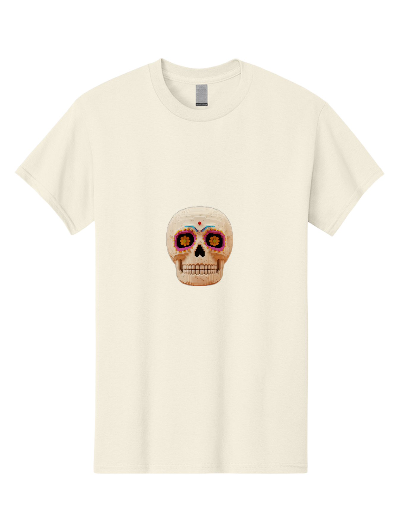 Sugar-Skull-7 Men'S Graphic Tee, 100% Cotton, Comfortable Casual Summer Wear, Machine Washable, Sugar Skull Decoration, Day Of The Dead, Colorful Skull, Mexican Culture, Festive Design, Vibrant Colors, Floral Patterns, Traditional Art Bad779 2