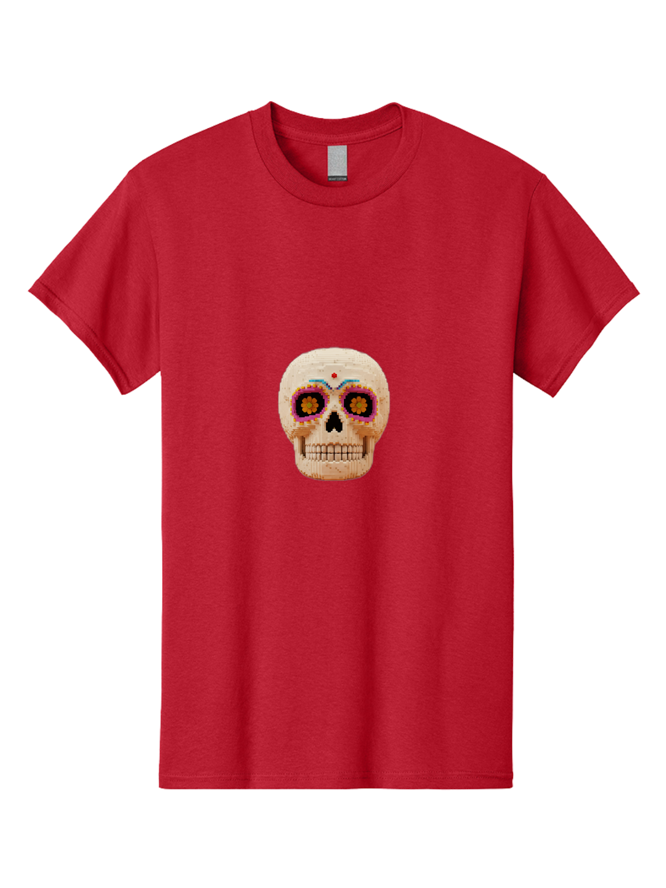 Sugar-Skull-7 Men'S Graphic Tee, 100% Cotton, Comfortable Casual Summer Wear, Machine Washable, Sugar Skull Decoration, Day Of The Dead, Colorful Skull, Mexican Culture, Festive Design, Vibrant Colors, Floral Patterns, Traditional Art Bad779 8