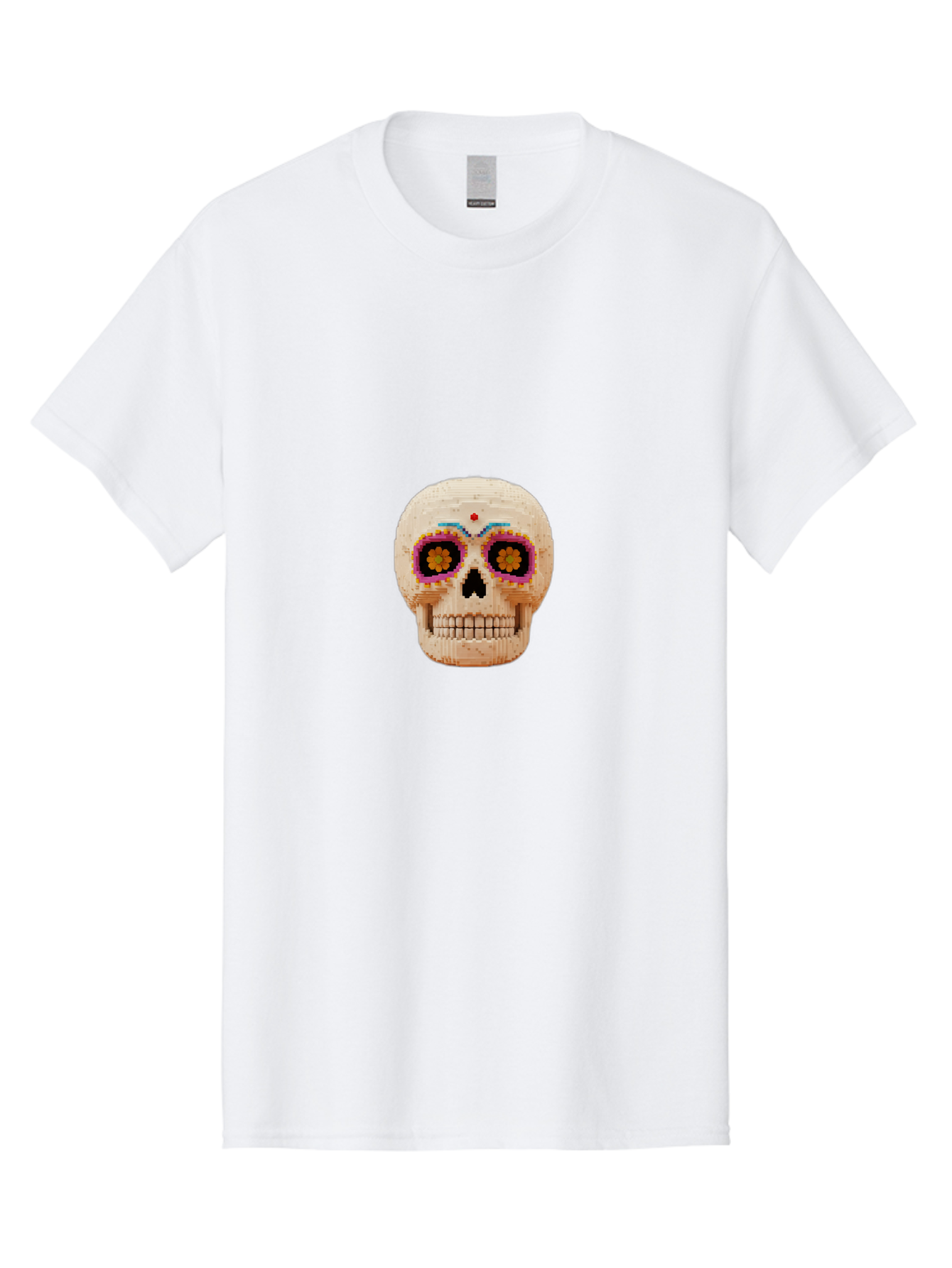 Sugar-Skull-7 Men'S Graphic Tee, 100% Cotton, Comfortable Casual Summer Wear, Machine Washable, Sugar Skull Decoration, Day Of The Dead, Colorful Skull, Mexican Culture, Festive Design, Vibrant Colors, Floral Patterns, Traditional Art Bad779 12
