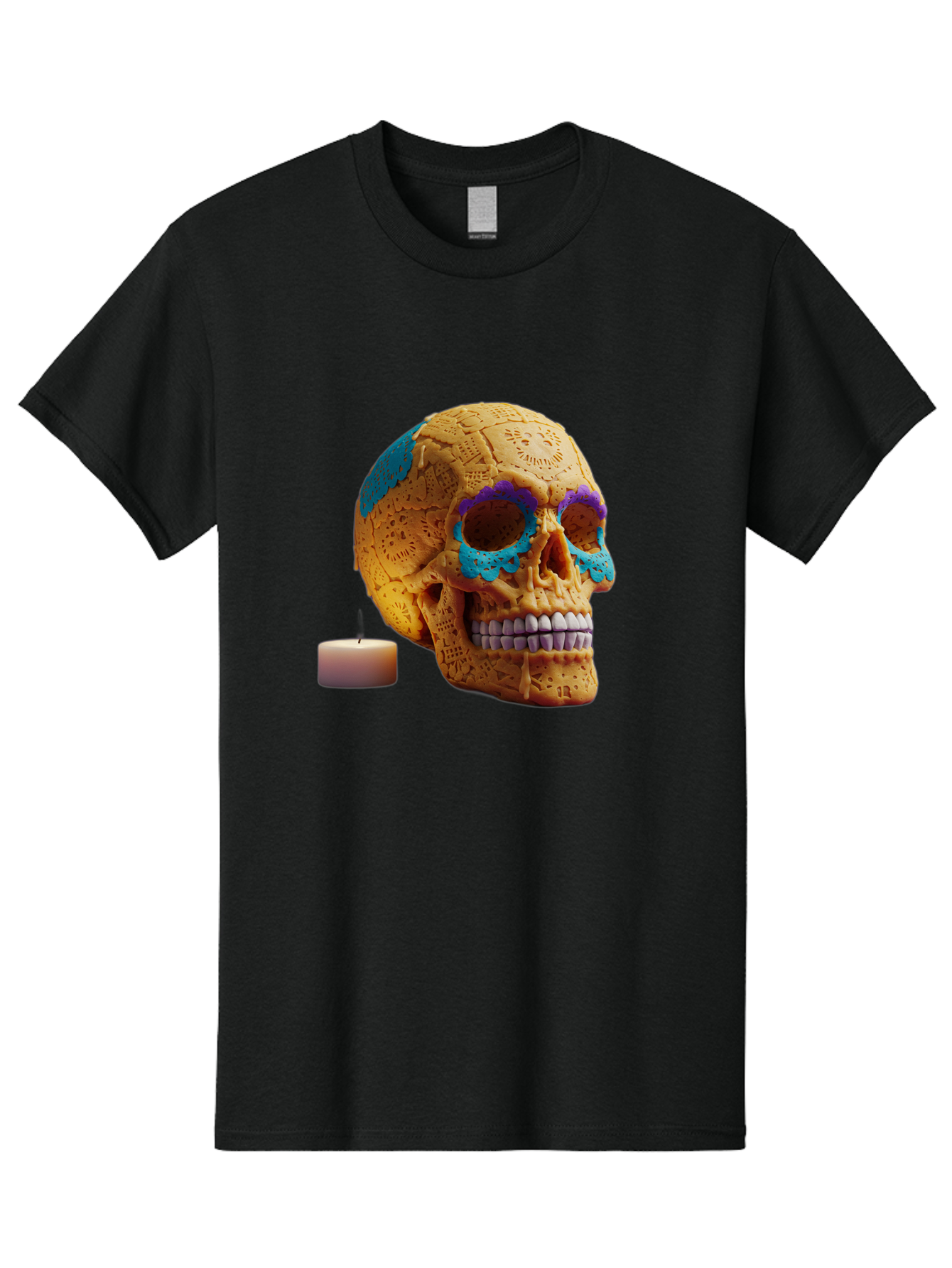 Sugar-Skull-8 Men'S Graphic Tee, 100% Cotton, Comfortable Casual Summer Wear, Machine Washable, Sugar Skull, Day Of The Dead Celebration, Vibrant Decorations, Intricate Designs, Decorative Skull, Traditional Mexican Art, Festive Atmosphere, Bad780 8