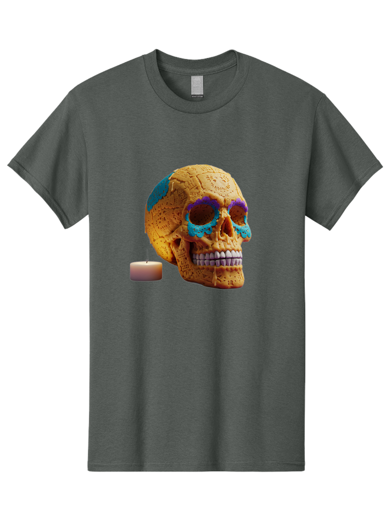 Sugar-Skull-8 Men'S Graphic Tee, 100% Cotton, Comfortable Casual Summer Wear, Machine Washable, Sugar Skull, Day Of The Dead Celebration, Vibrant Decorations, Intricate Designs, Decorative Skull, Traditional Mexican Art, Festive Atmosphere, Bad780 5