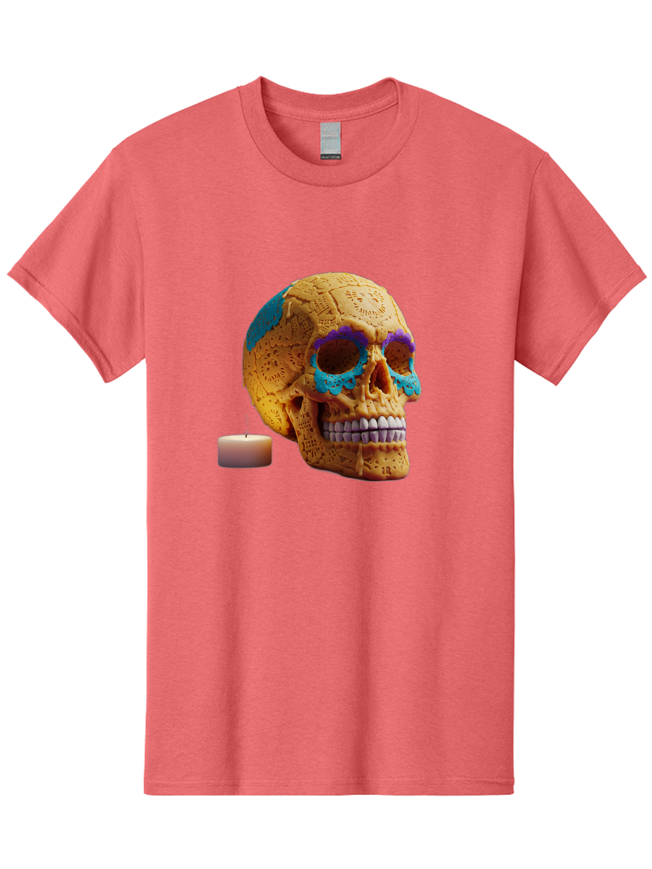 Sugar-Skull-8 Men'S Graphic Tee, 100% Cotton, Comfortable Casual Summer Wear, Machine Washable, Sugar Skull, Day Of The Dead Celebration, Vibrant Decorations, Intricate Designs, Decorative Skull, Traditional Mexican Art, Festive Atmosphere, Bad780 2