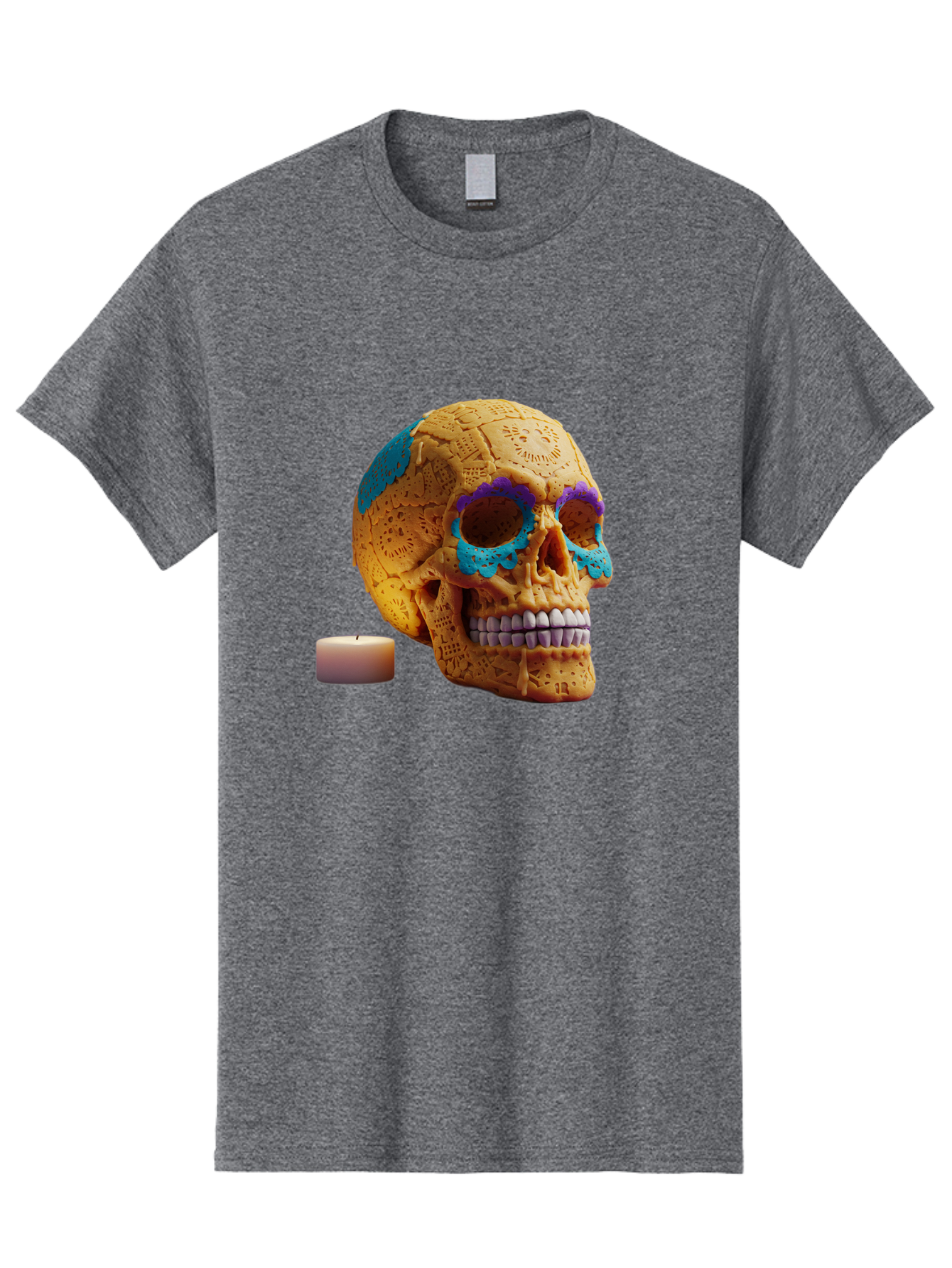Sugar-Skull-8 Men'S Graphic Tee, 100% Cotton, Comfortable Casual Summer Wear, Machine Washable, Sugar Skull, Day Of The Dead Celebration, Vibrant Decorations, Intricate Designs, Decorative Skull, Traditional Mexican Art, Festive Atmosphere, Bad780 1