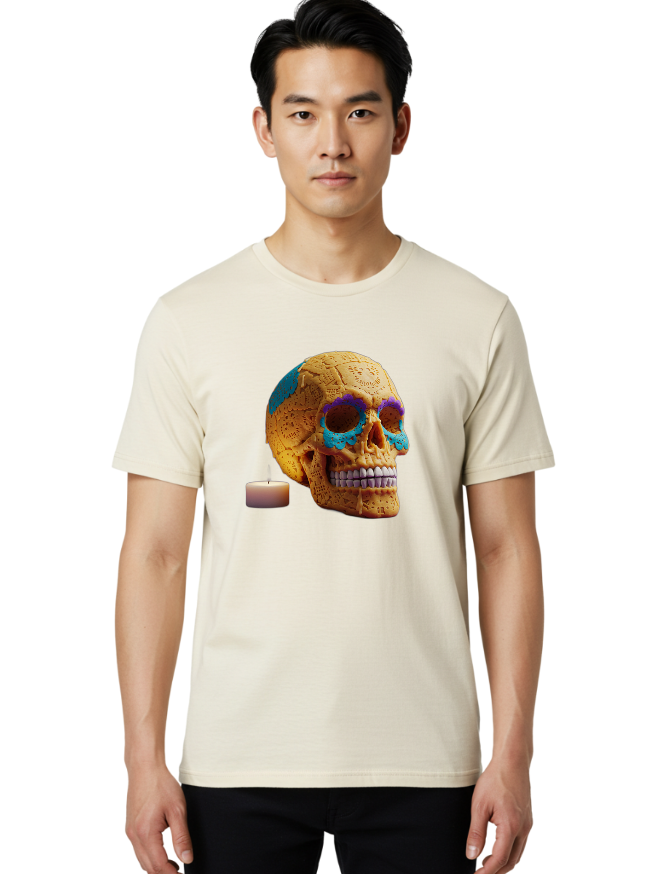 Sugar-Skull-8 Men'S Graphic Tee, 100% Cotton, Comfortable Casual Summer Wear, Machine Washable, Sugar Skull, Day Of The Dead Celebration, Vibrant Decorations, Intricate Designs, Decorative Skull, Traditional Mexican Art, Festive Atmosphere, Bad780 19