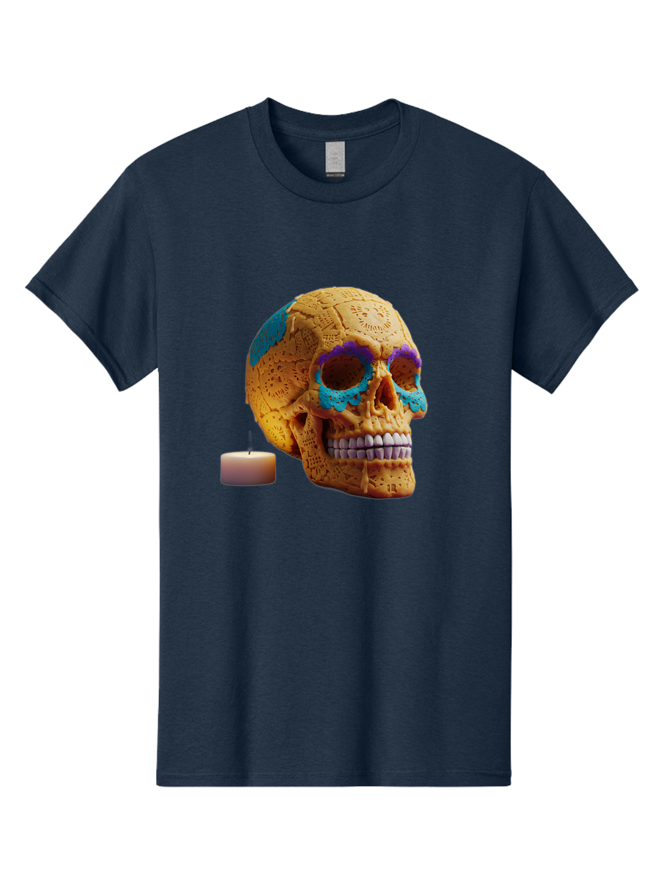 Sugar-Skull-8 Men'S Graphic Tee, 100% Cotton, Comfortable Casual Summer Wear, Machine Washable, Sugar Skull, Day Of The Dead Celebration, Vibrant Decorations, Intricate Designs, Decorative Skull, Traditional Mexican Art, Festive Atmosphere, Bad780 3