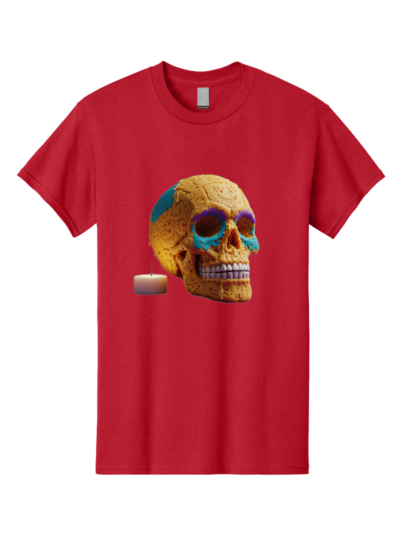Sugar-Skull-8 Men'S Graphic Tee, 100% Cotton, Comfortable Casual Summer Wear, Machine Washable, Sugar Skull, Day Of The Dead Celebration, Vibrant Decorations, Intricate Designs, Decorative Skull, Traditional Mexican Art, Festive Atmosphere, Bad780 13